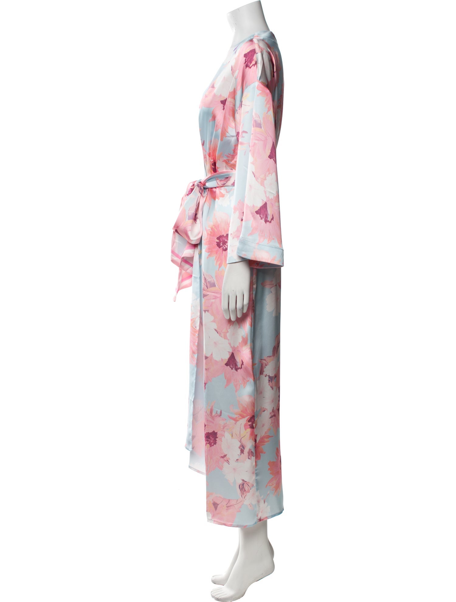 Leo Lin Floral Print Pleated Accents Robe w/ Tags