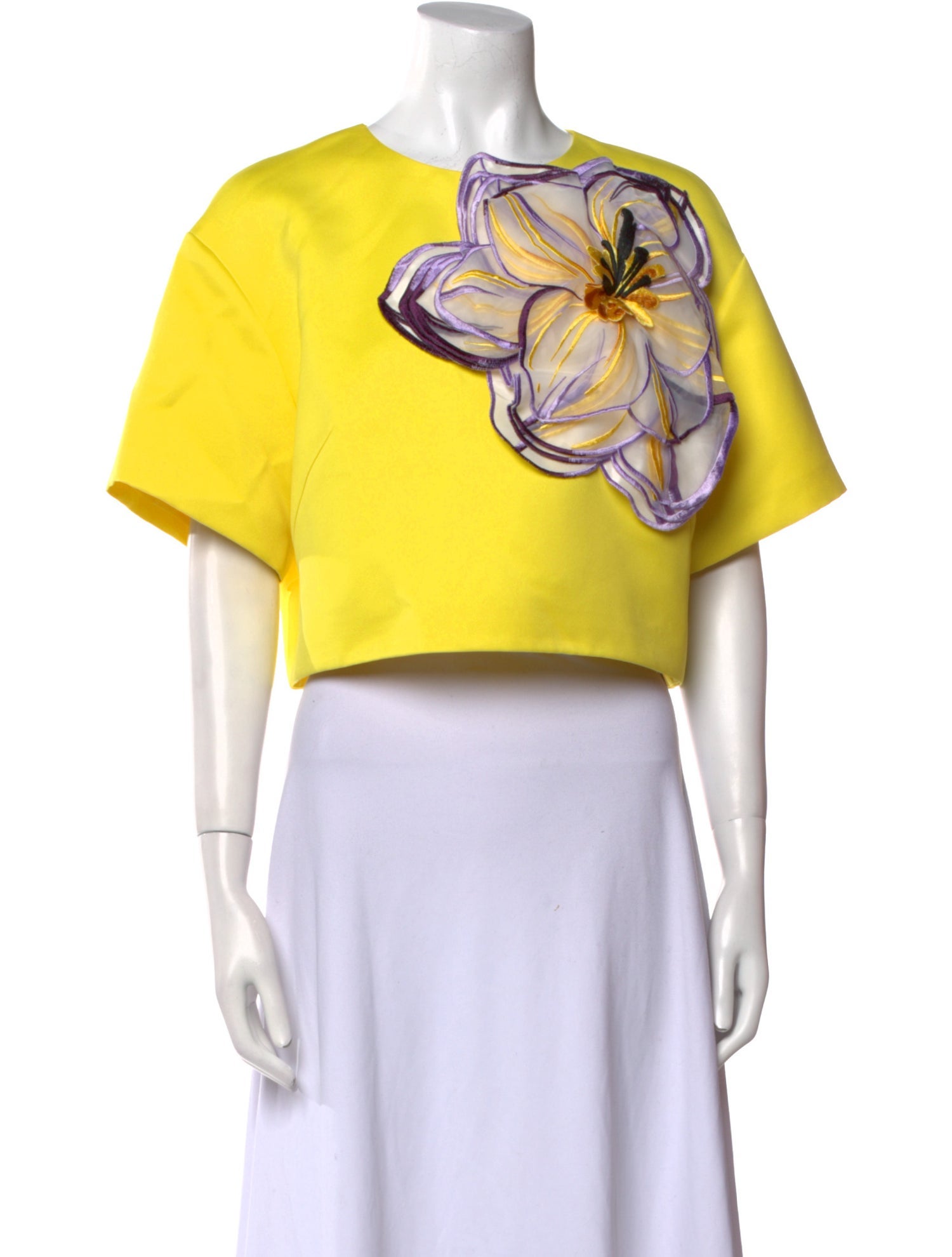 Leo Lin Graphic Print Bateau Neckline Crop Top