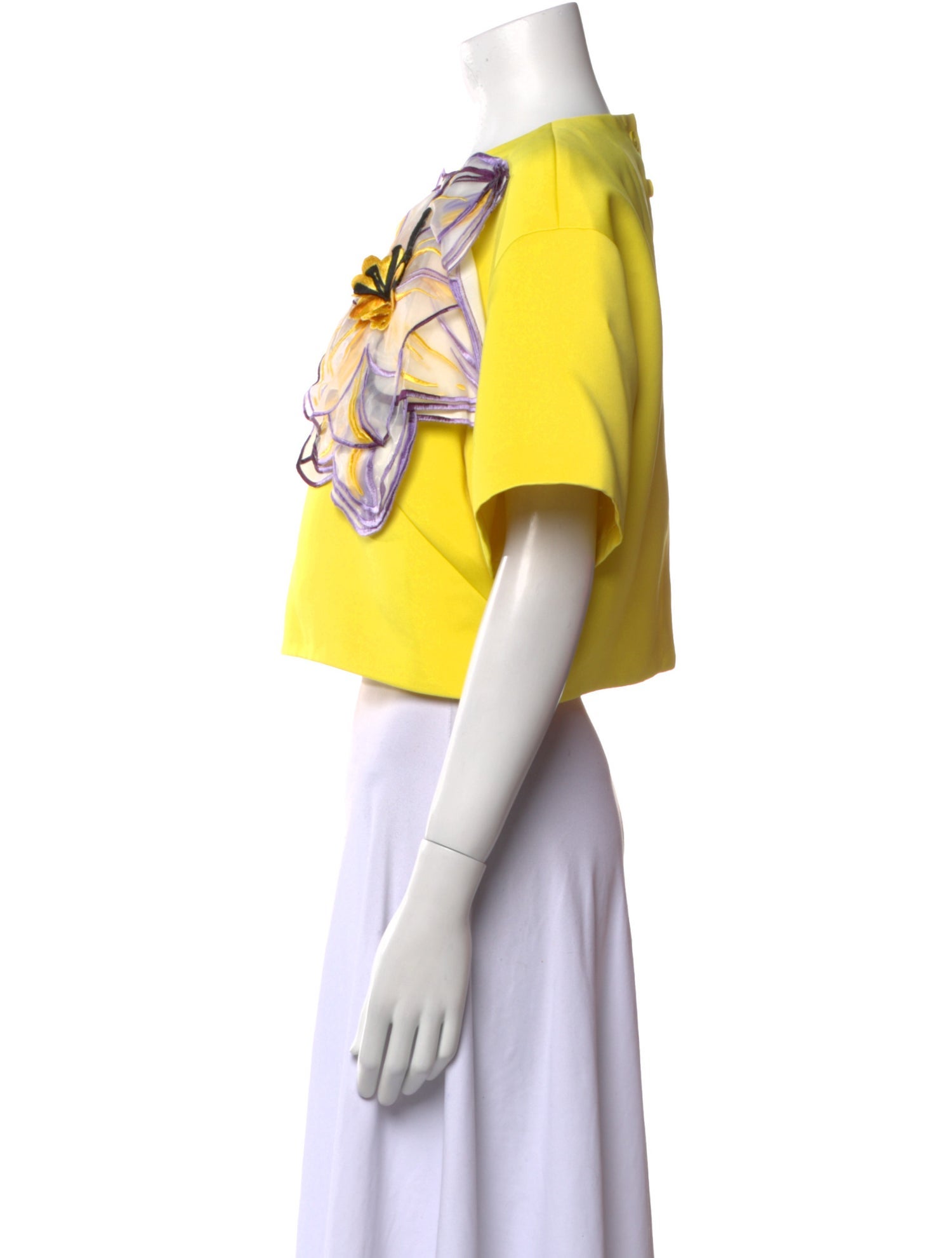 Leo Lin Graphic Print Bateau Neckline Crop Top