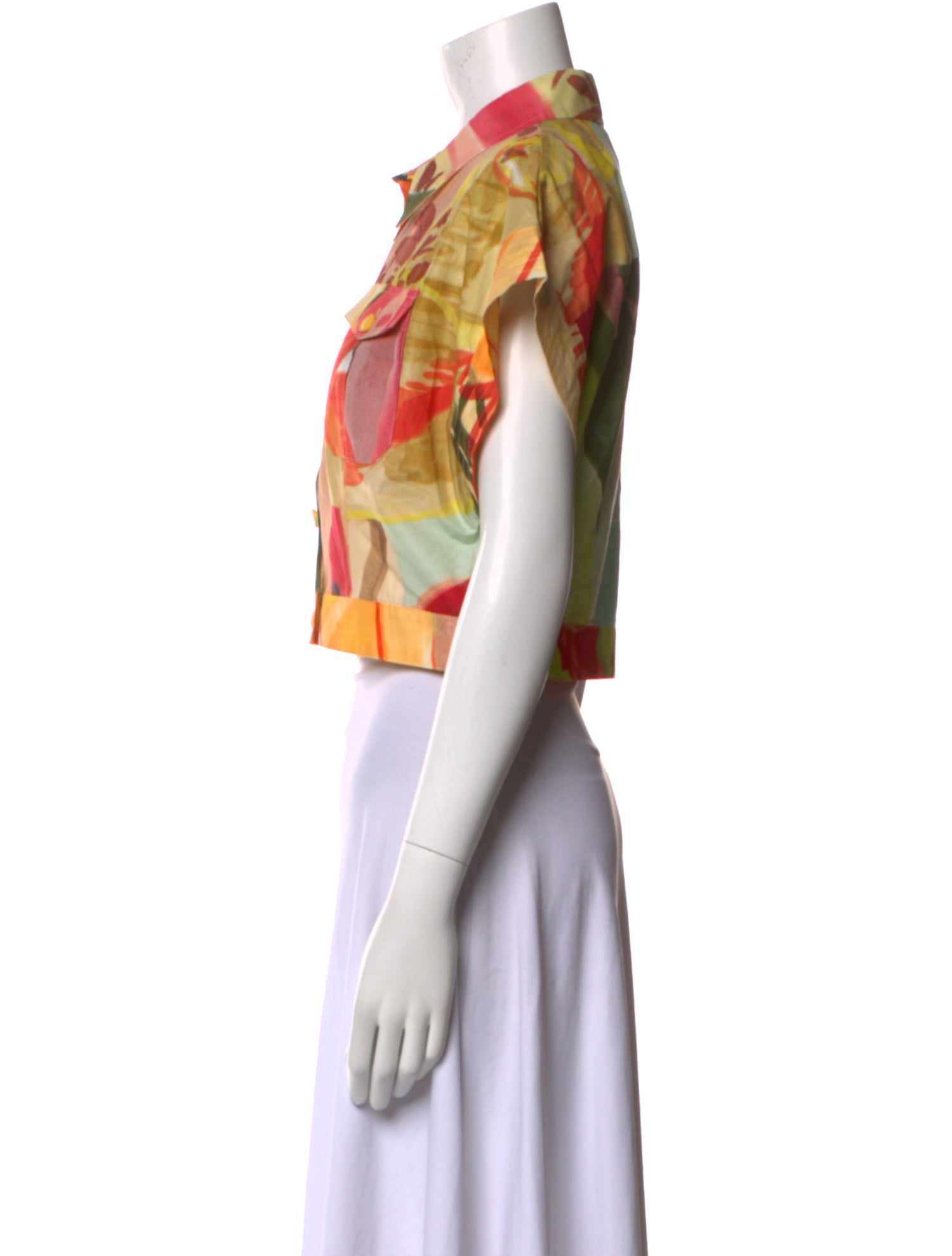 Leo Lin Printed Short Sleeve Crop Top