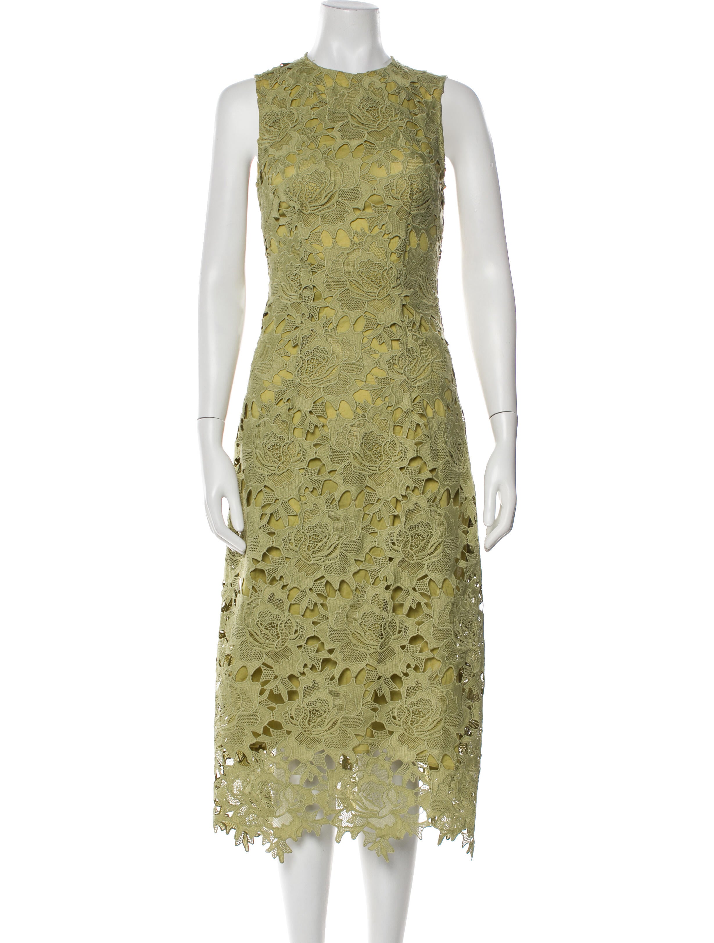 Leo Lin Lace Pattern Midi Length Dress