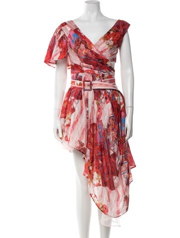 Pre-owned Leo Lin Linen Mini Dress W/ Tags In Red