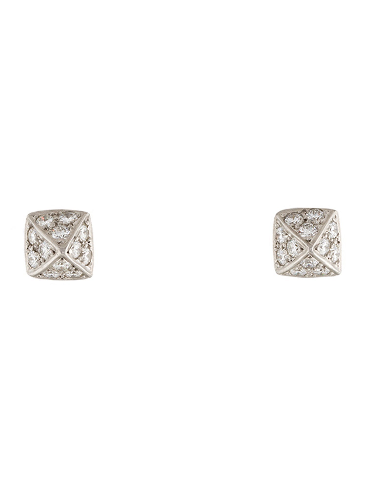 Linda Lee Johnson Platinum Diamond La Pyramid Deux Stud Earrings