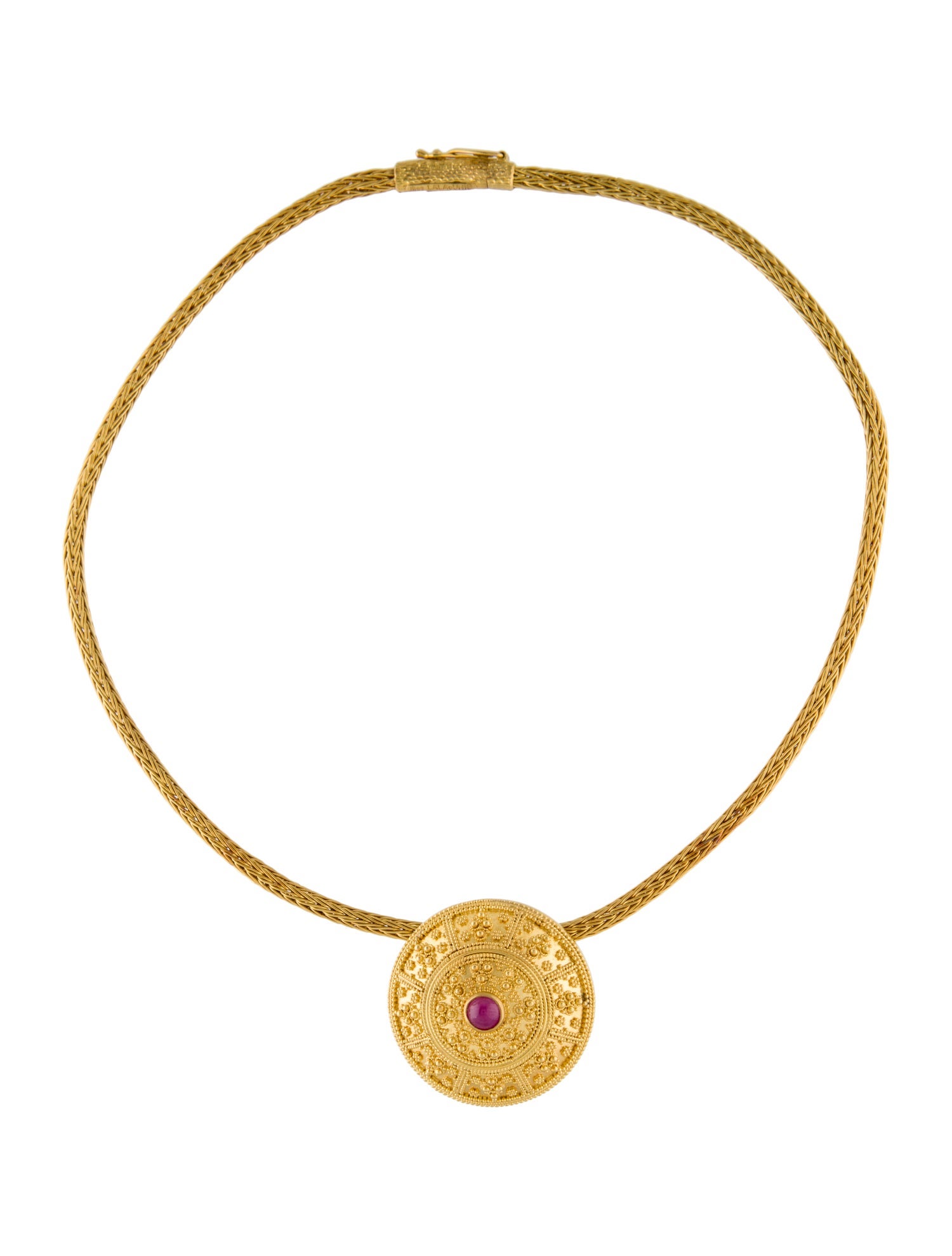 Lalaounis 18K Ruby Hellenistic Brooch Pendant Necklace