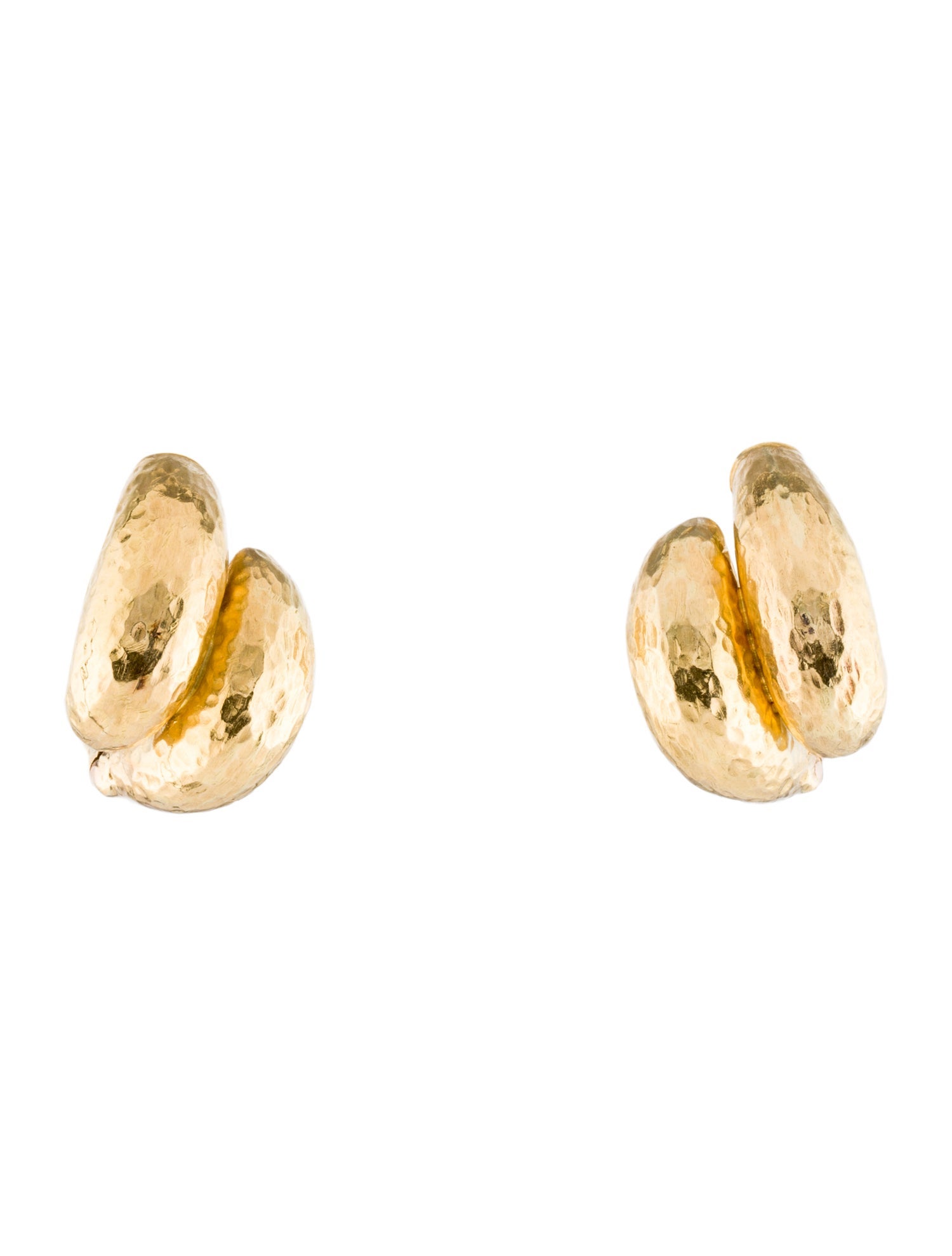 Lalaounis 20K Neolithic Hammered Hoop Clip-On Earrings