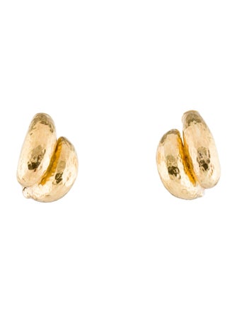 Lalaounis 20K Neolithic Hammered Hoop Clip-On Earrings
