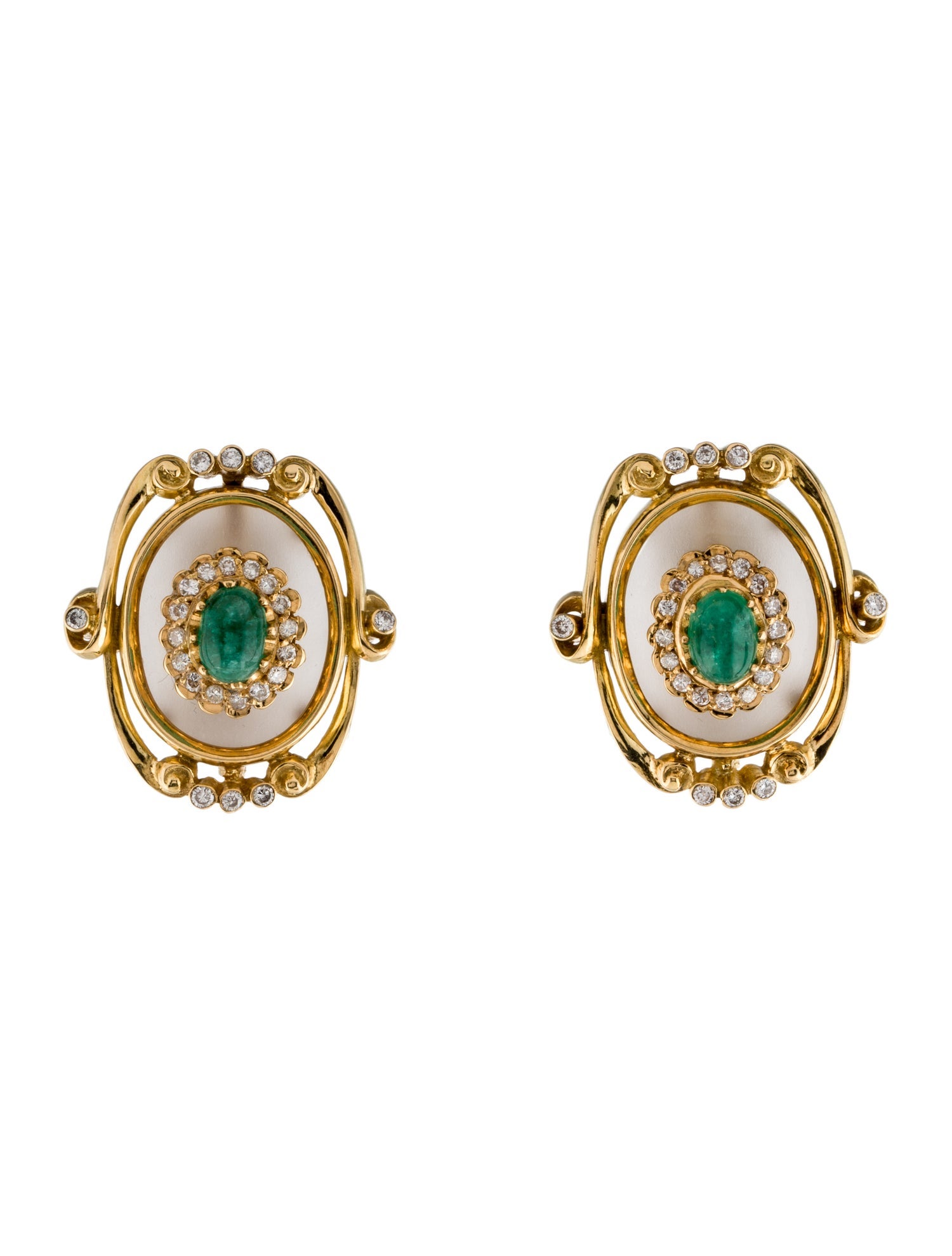 Lalaounis 18K Emerald, Quartz & Diamond Clip-On Earrings
