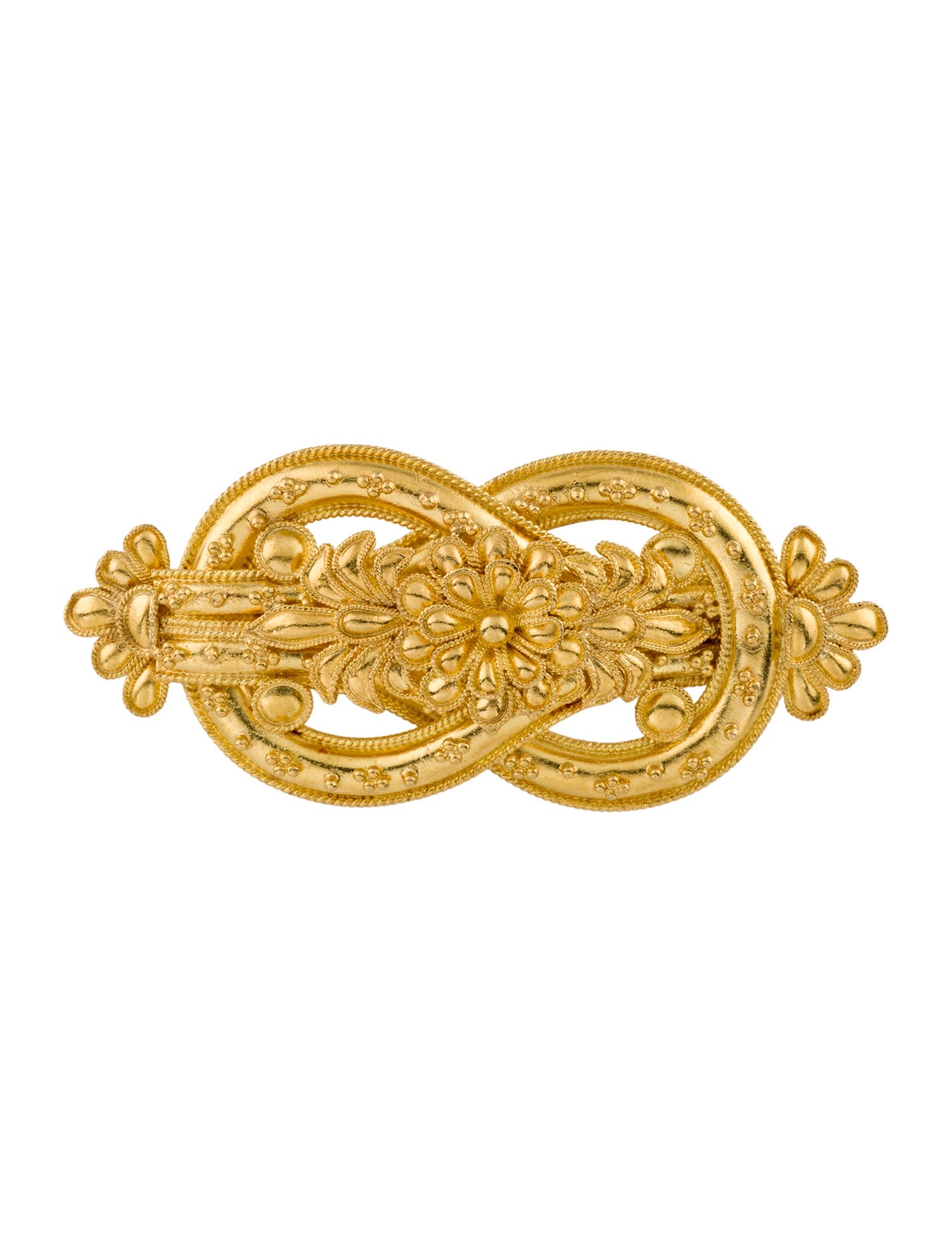 Lalaounis 18K Hercules Knot Carved Woven Floral Brooch PIn