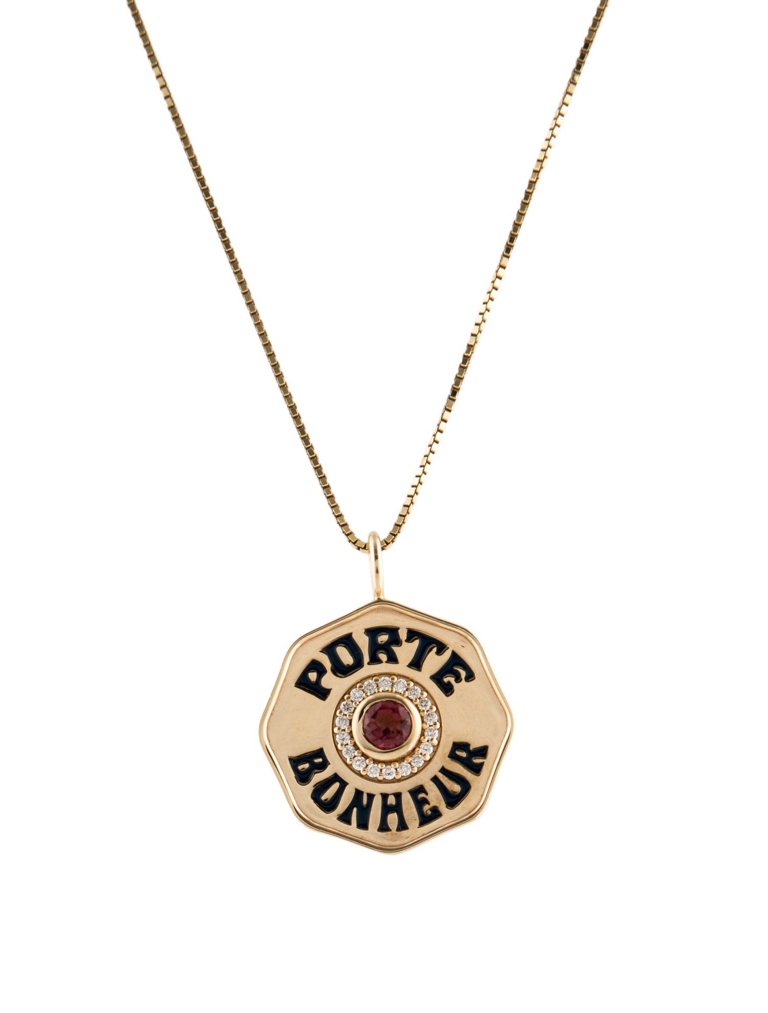 Marlo Laz 14K Tourmaline & Diamond Large 'Porte Bonheur' Pendant Necklace
