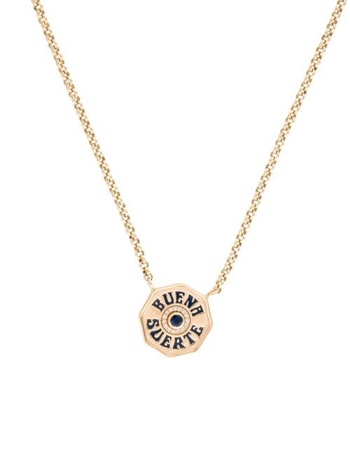 Marlo Laz 14K Sapphire & Diamond Mini Porta Fortuna Pendant Necklace