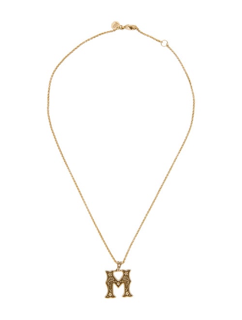 Marlo Laz 14K Diamond Small Southwestern Letter 'M' Pendant Necklace
