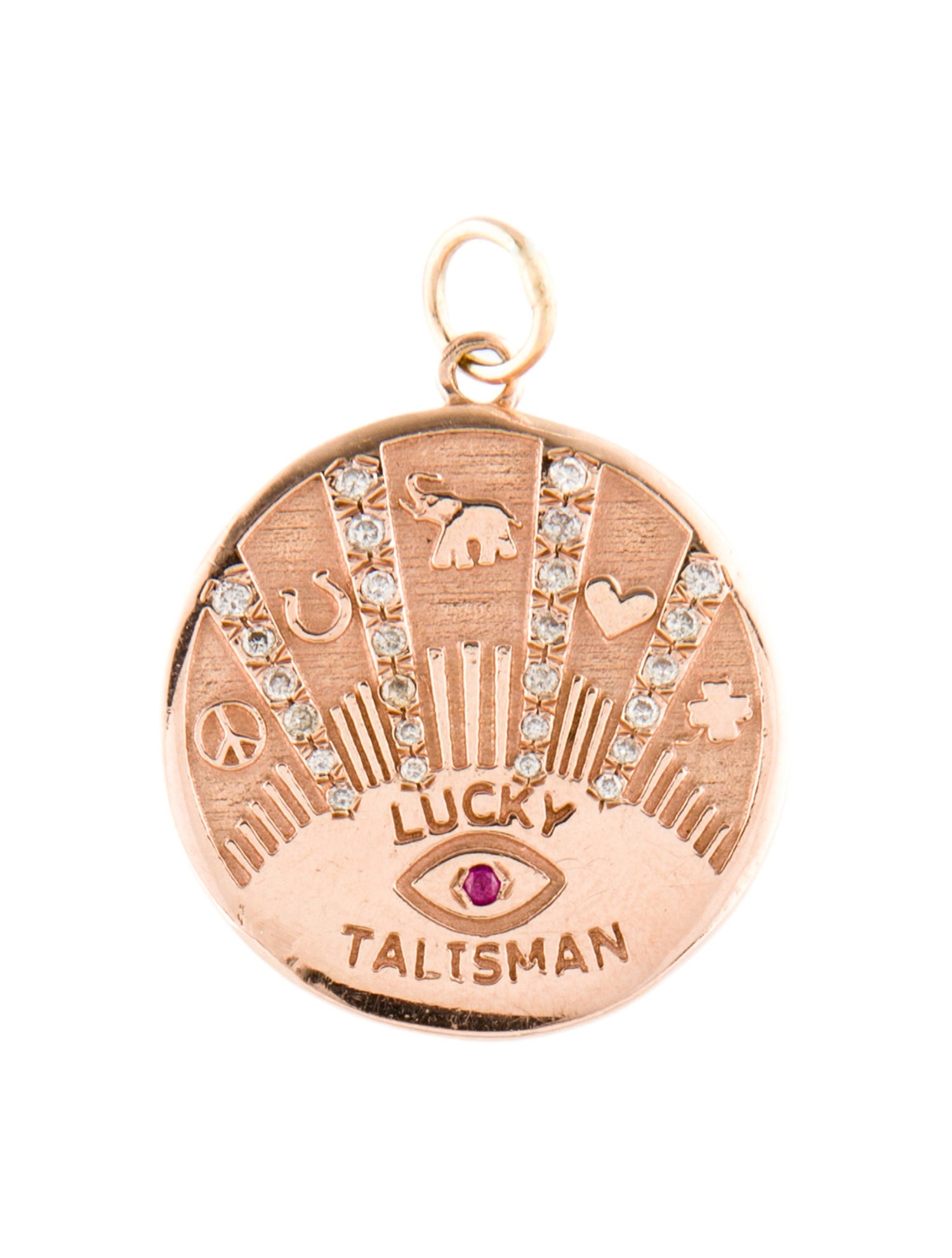 Marlo Laz 14K Ruby & Diamond Talisman Coin Pendant Necklace