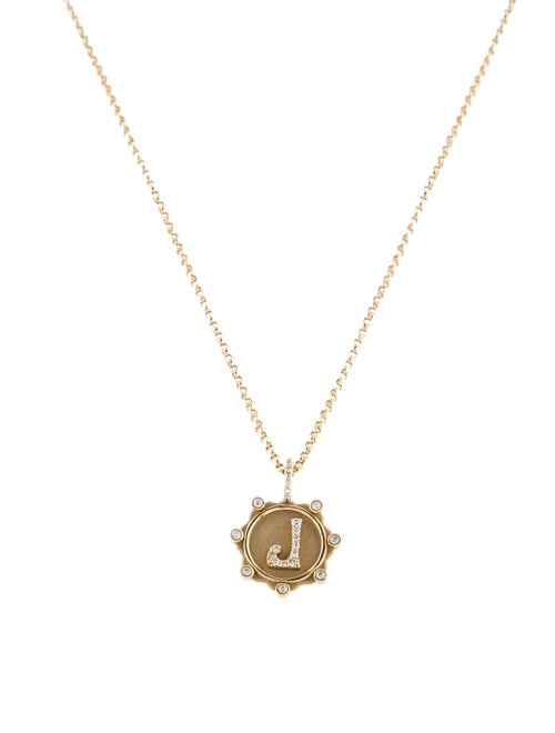 Marlo Laz 14K Alphabet 'J' Coin Pavé Charm w/ Lolo Chain Necklace