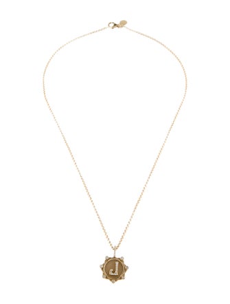 Marlo Laz 14K Alphabet 'J' Coin Pavé Charm w/ Lolo Chain Necklace