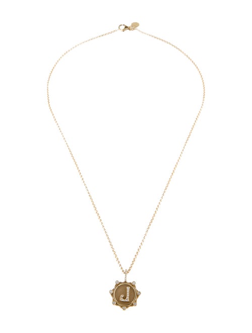 Marlo Laz 14K Alphabet 'J' Coin Pavé Charm w/ Lolo Chain Necklace