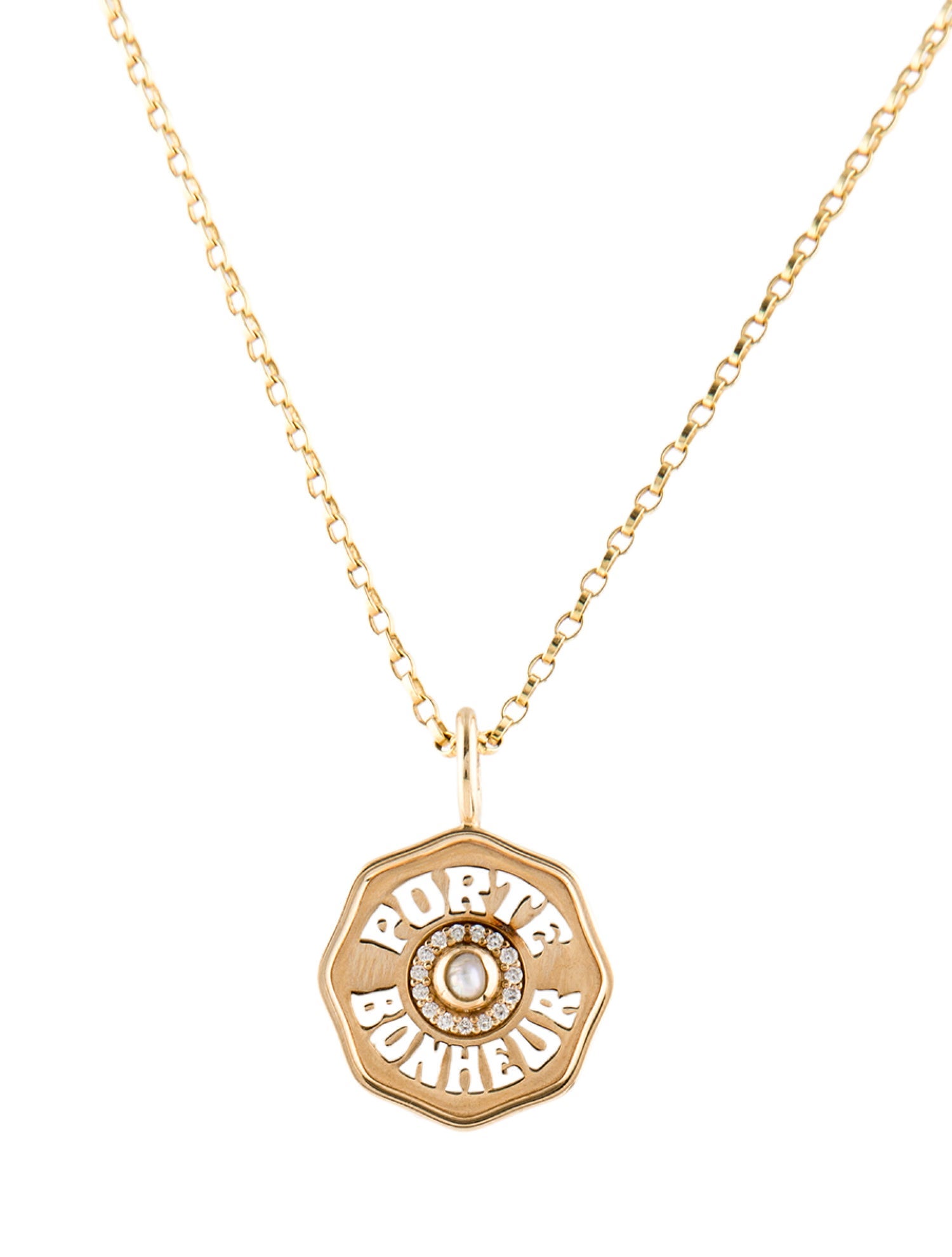 Marlo Laz 14K Pearl & Diamond Halo Mini Porte Bonheur