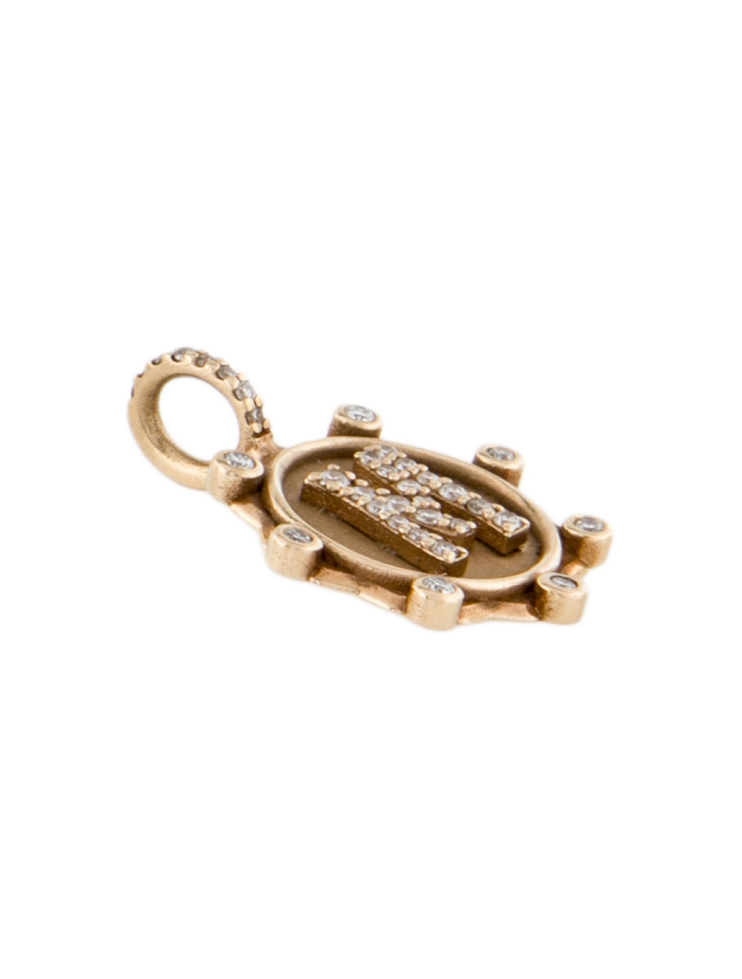 Marlo Laz 14K Diamond Alphabet 'M' Coin Pavé Charm
