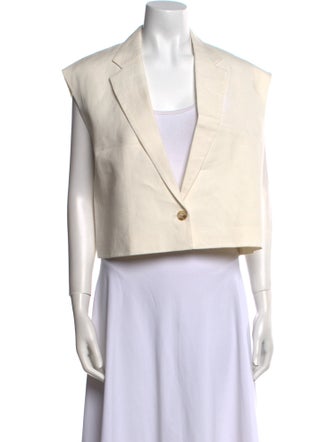 LOULOU Linen Short Sleeve Crop Top