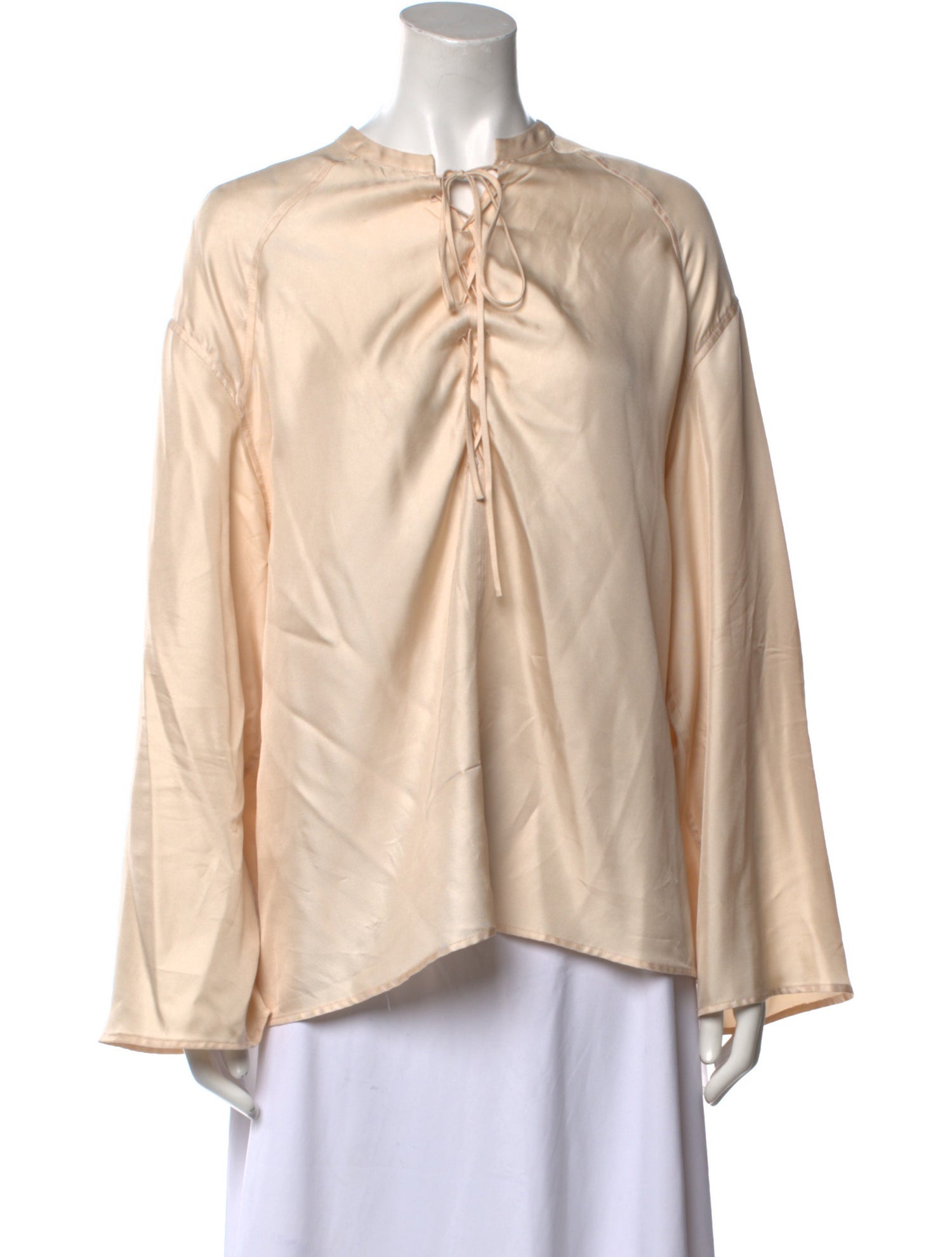 LOULOU Silk Bateau Neckline Blouse