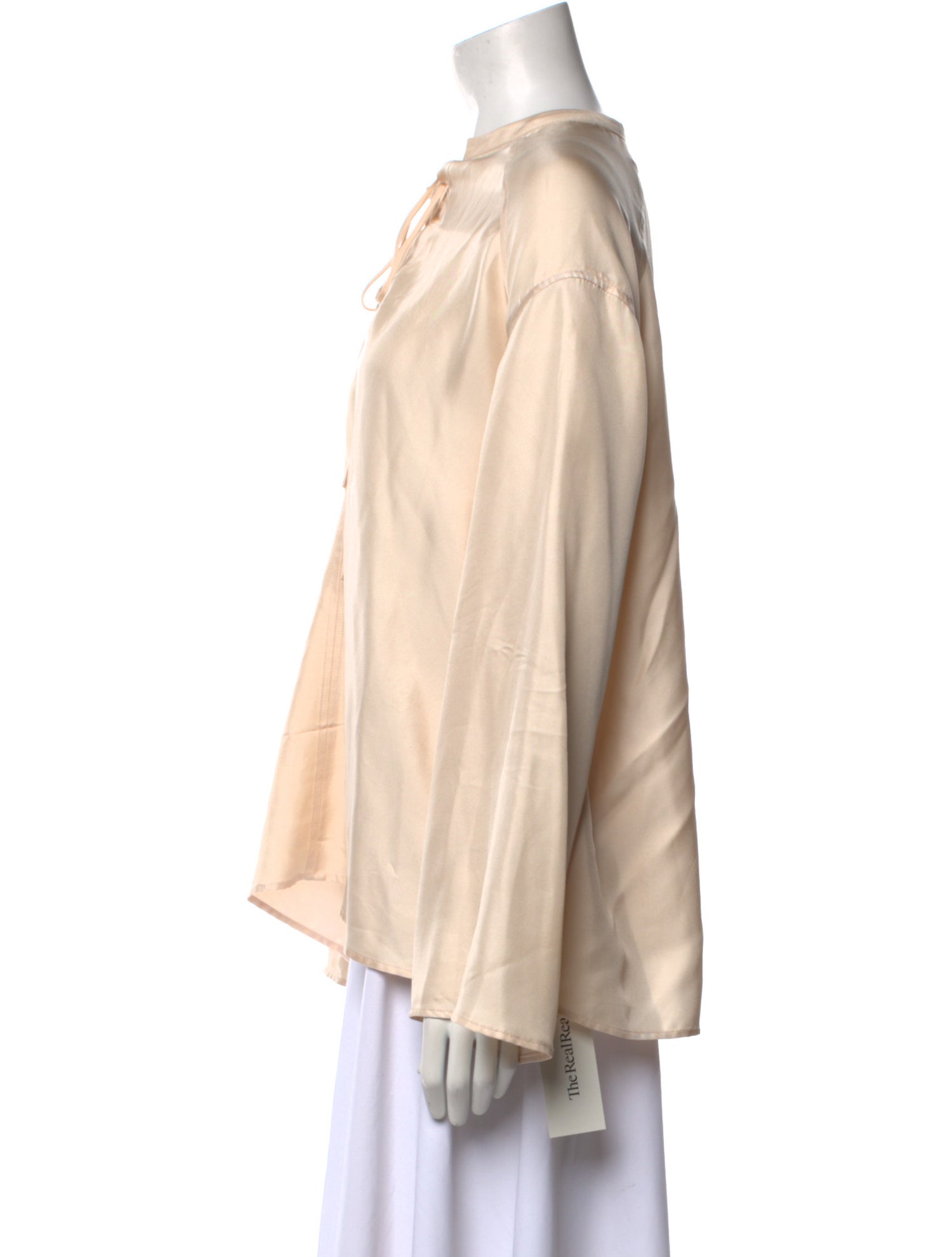 LOULOU Silk Bateau Neckline Blouse