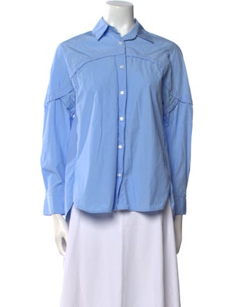 LOULOU Long Sleeve Button-Up Top