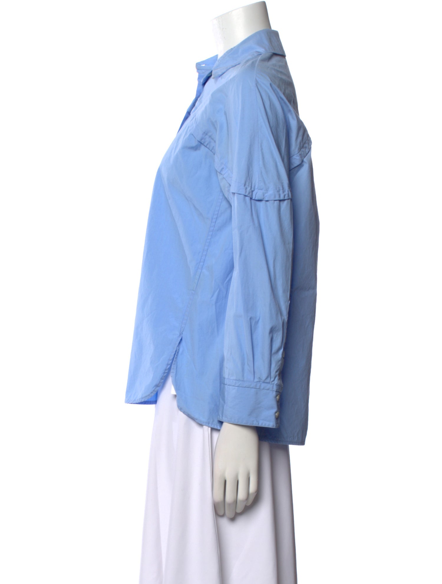 LOULOU Long Sleeve Button-Up Top