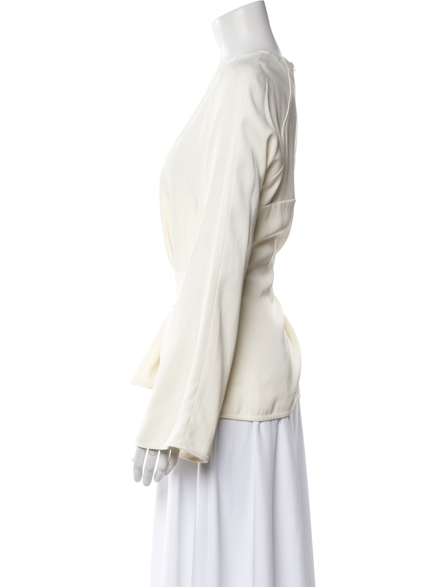 LOULOU Bateau Neckline Long Sleeve Blouse