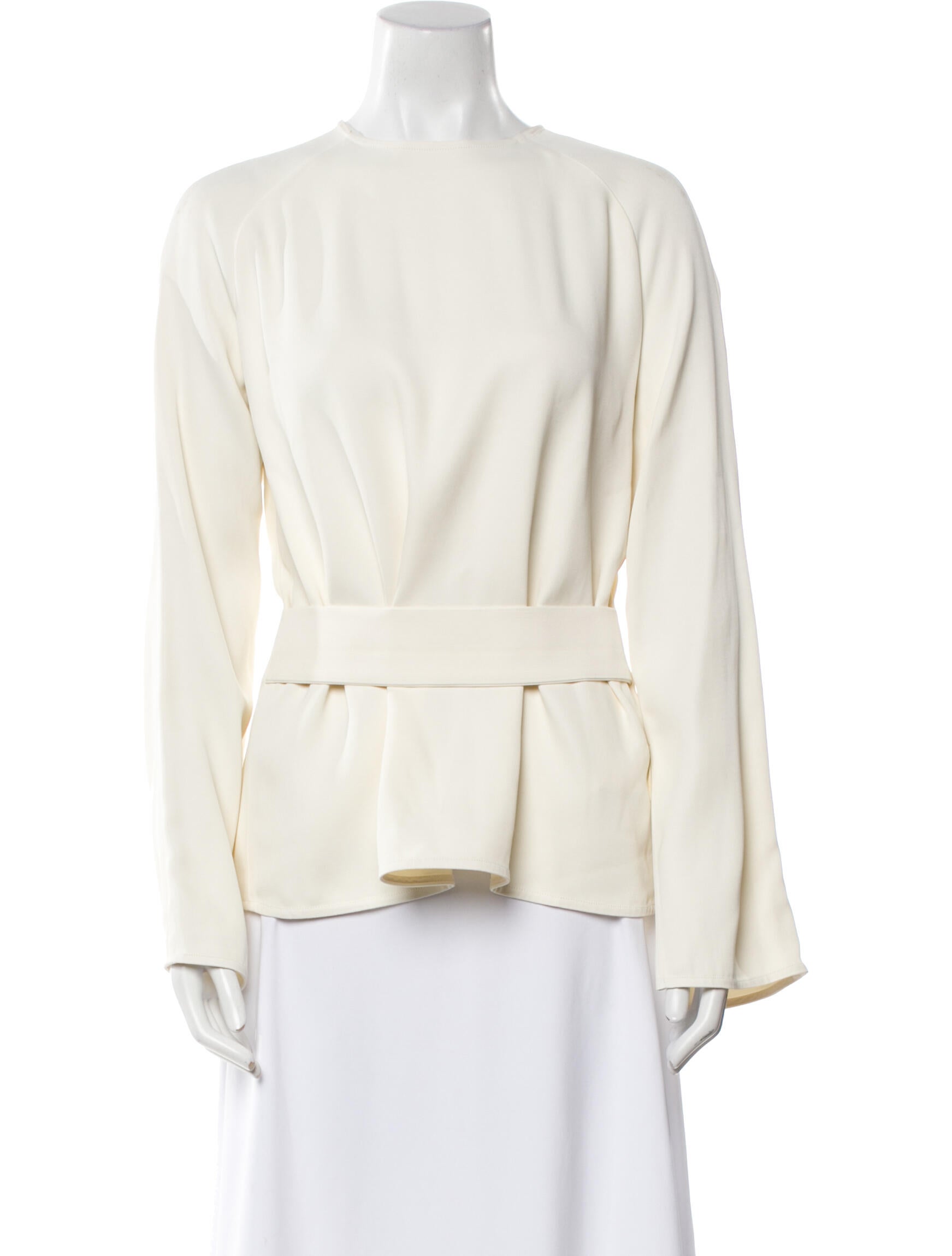 LOULOU Bateau Neckline Long Sleeve Blouse