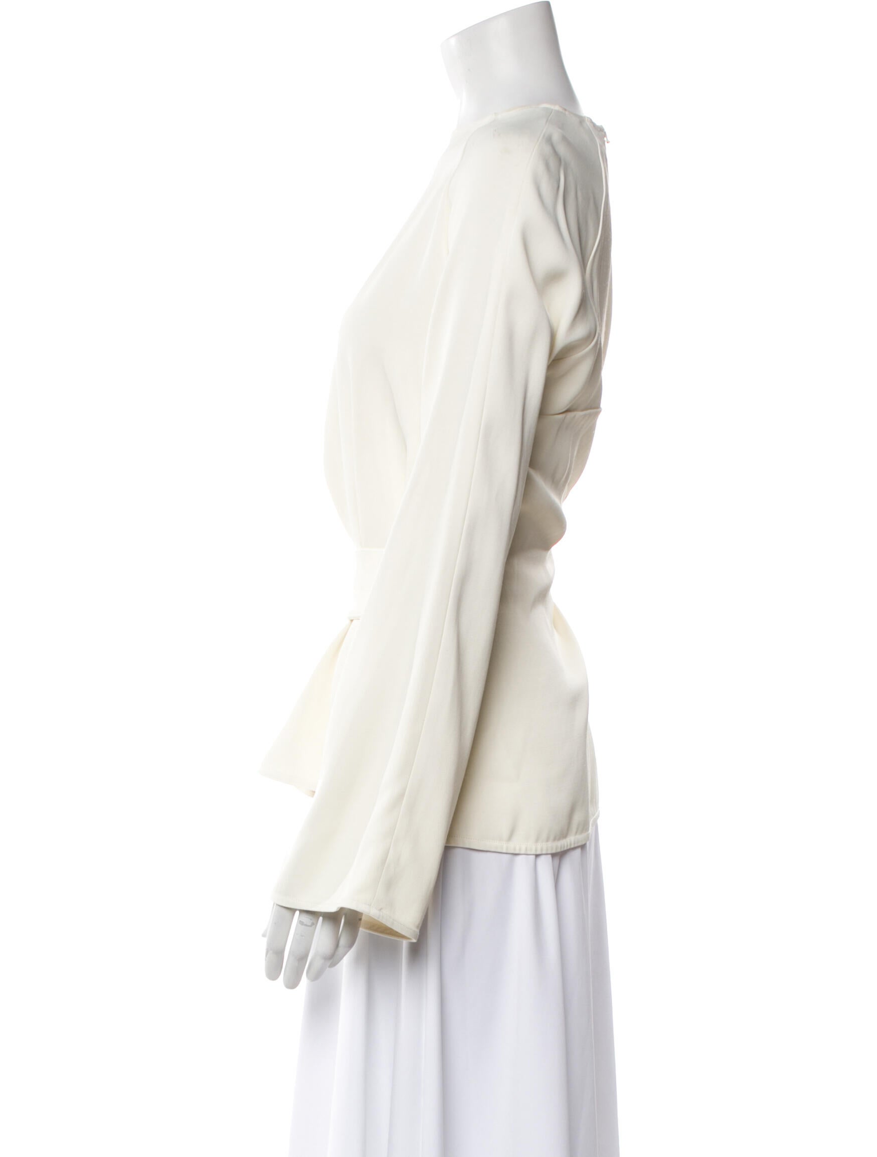 LOULOU Bateau Neckline Long Sleeve Blouse