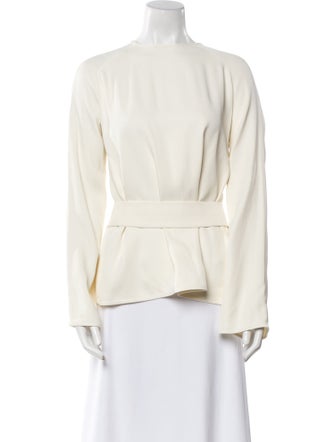 LOULOU Bateau Neckline Long Sleeve Blouse