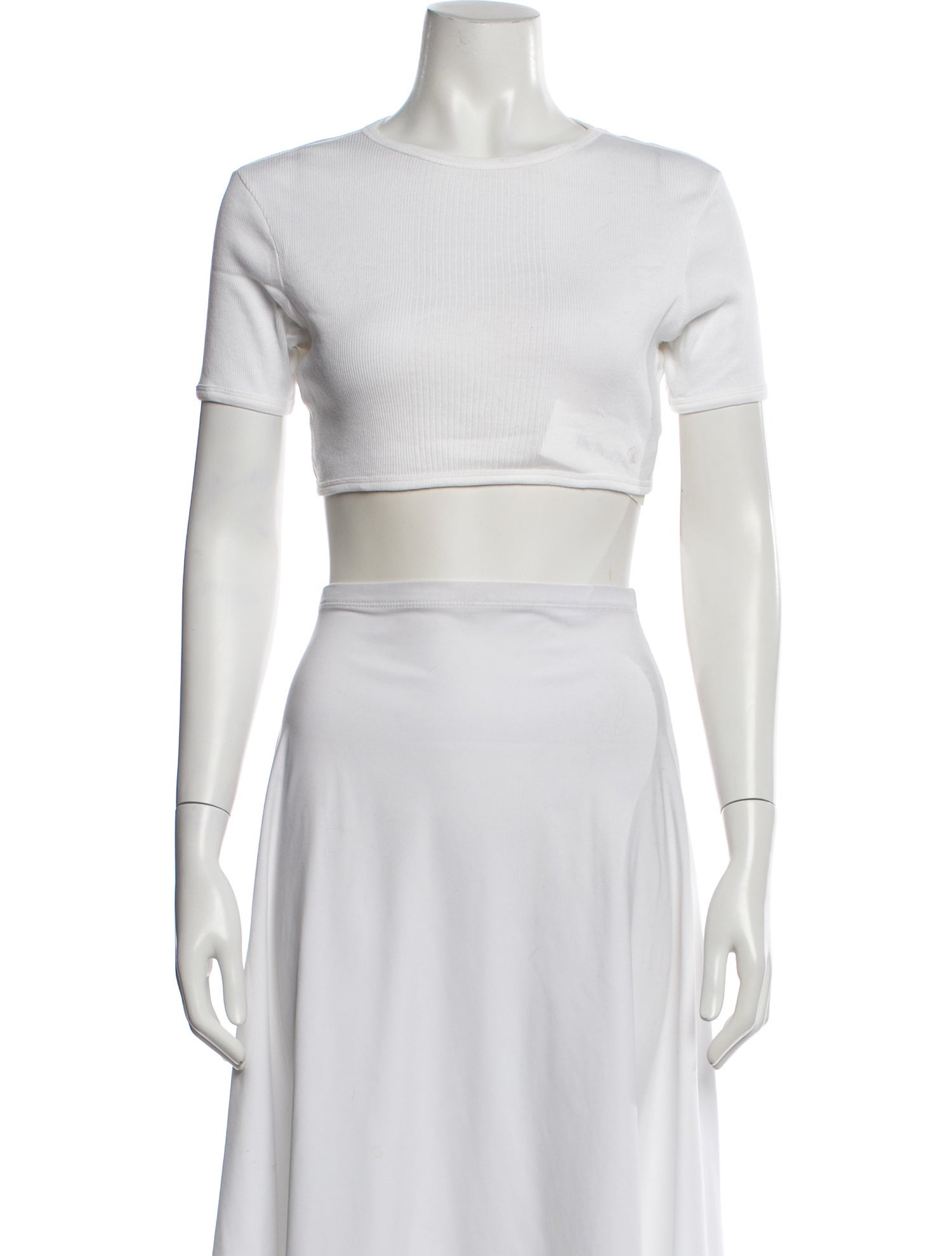 LOULOU Crew Neck Short Sleeve Crop Top