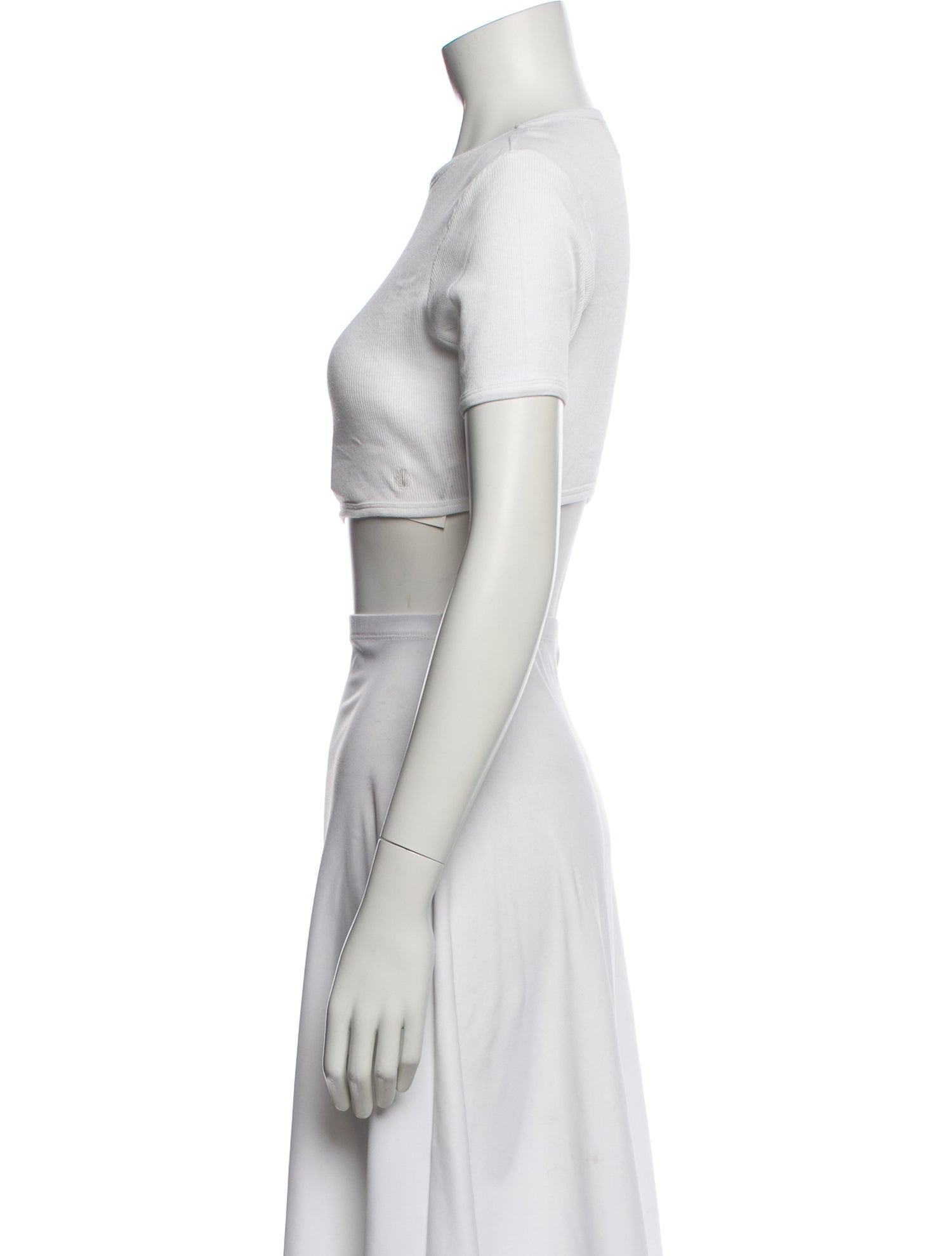 LOULOU Crew Neck Short Sleeve Crop Top