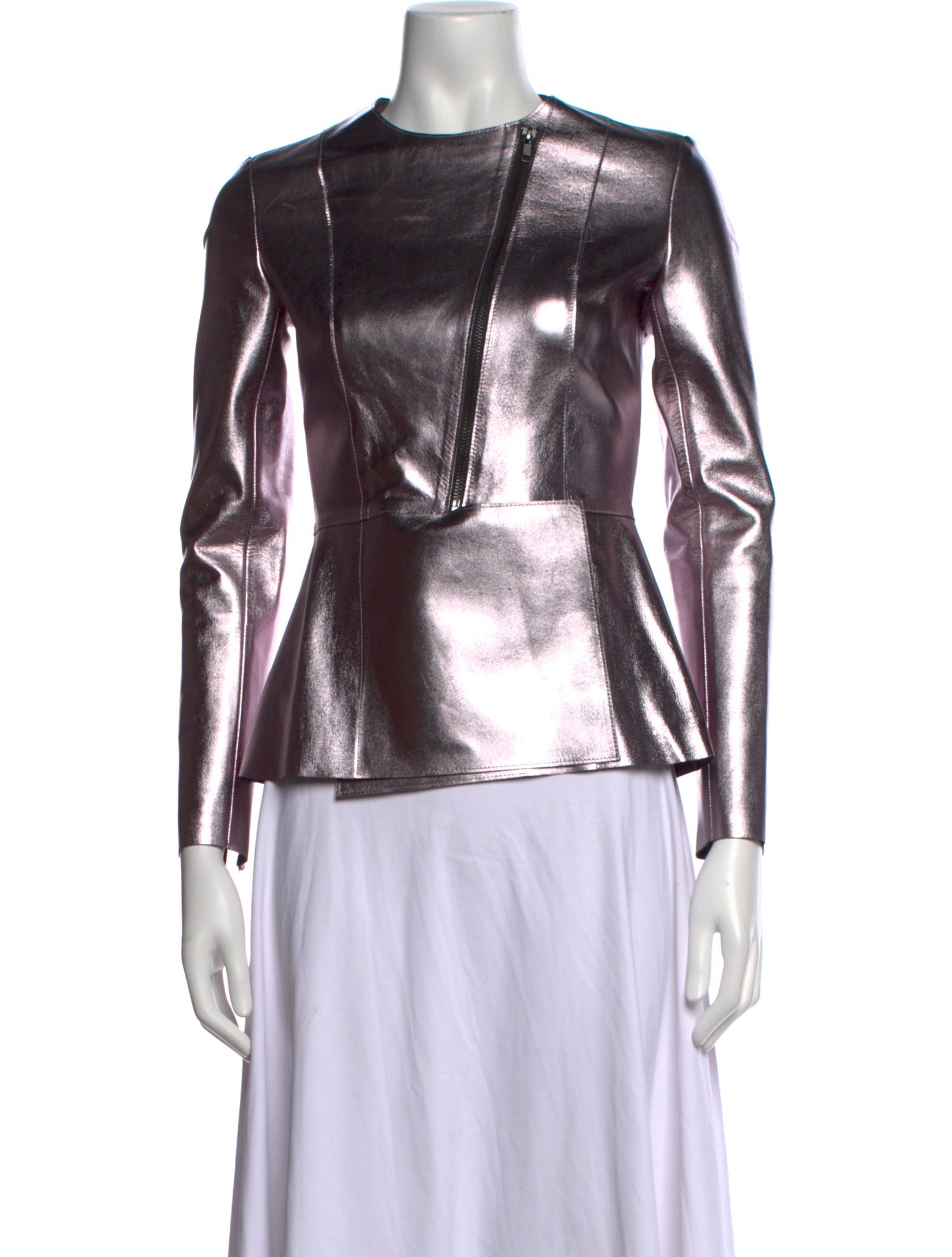 Lilia Stogova Leather Mock Neck Blouse