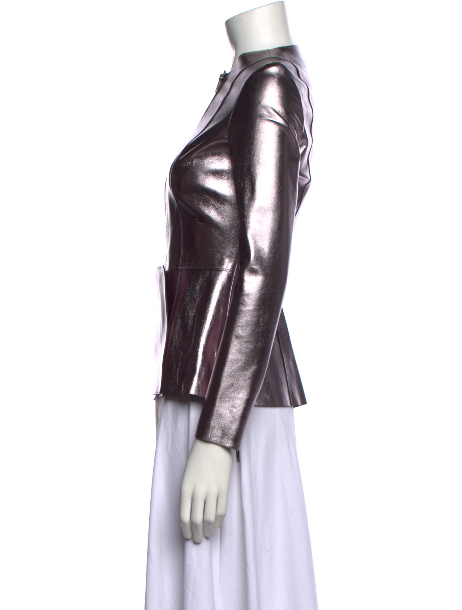 Lilia Stogova Leather Mock Neck Blouse