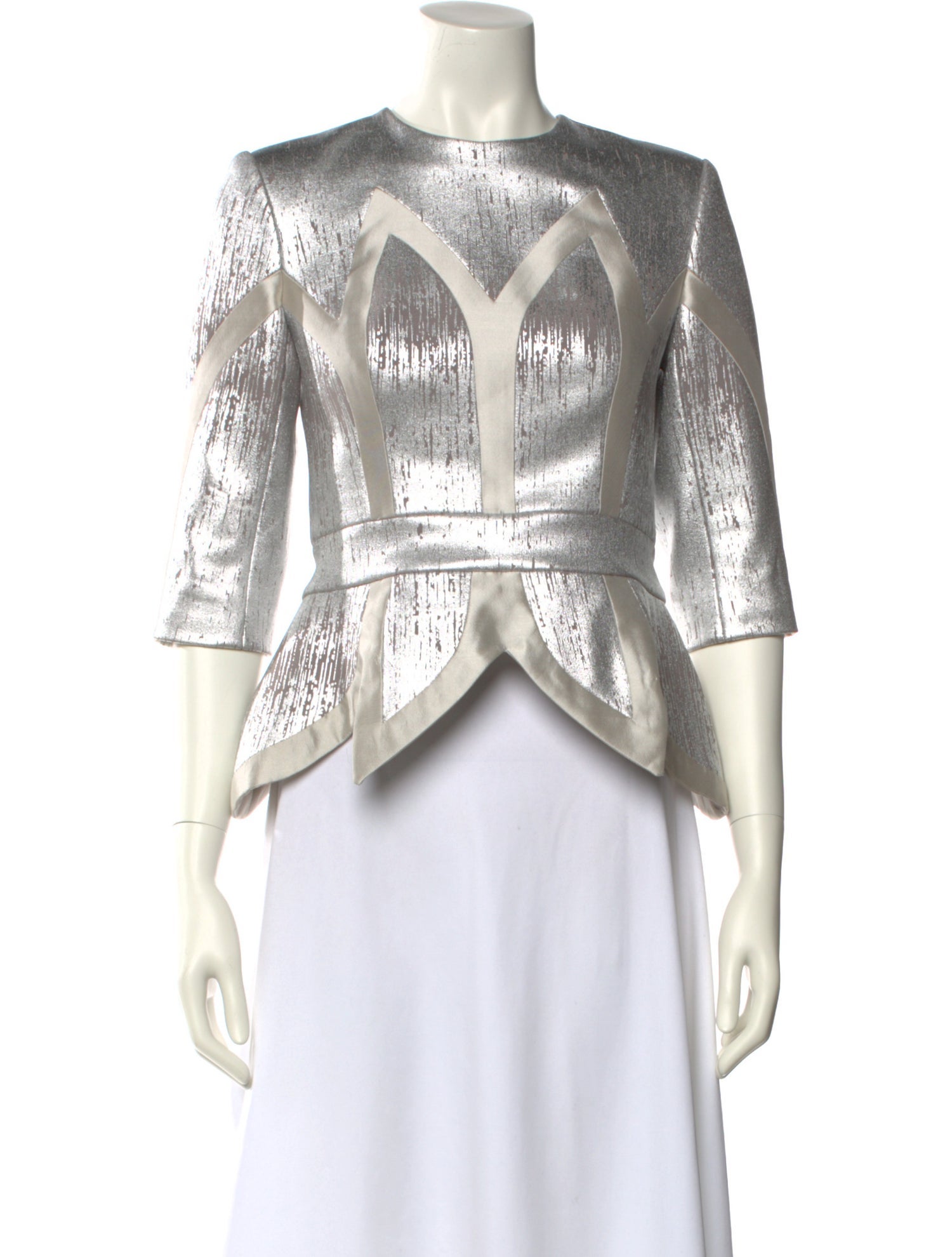 Lilia Stogova Patterned Crew Neck Crop Top