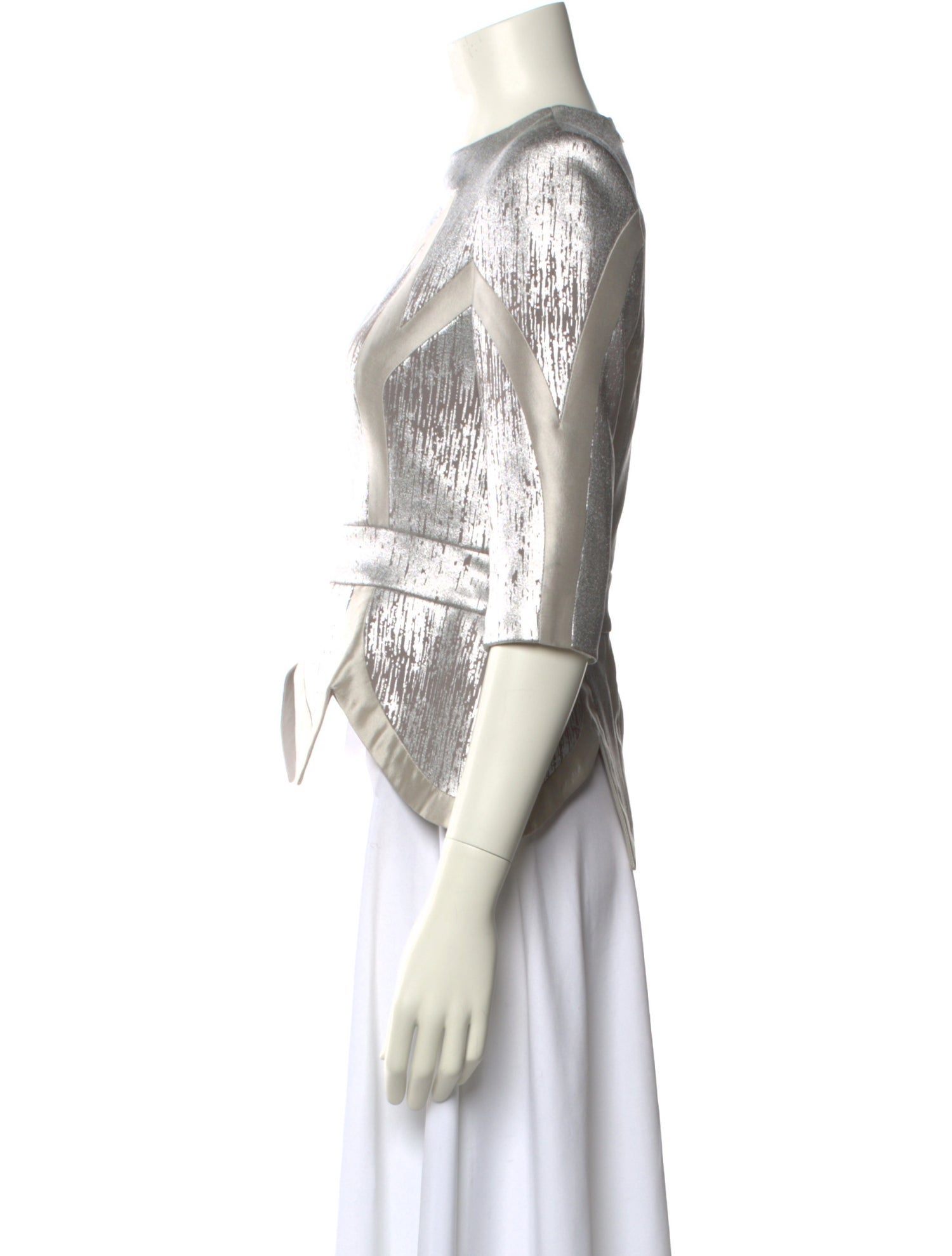 Lilia Stogova Patterned Crew Neck Crop Top