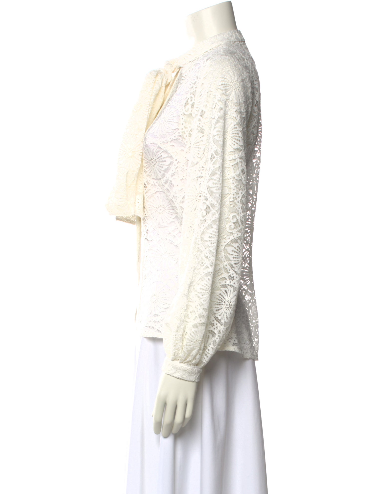 Lilia Stogova Lace Pattern Mock Neck Blouse