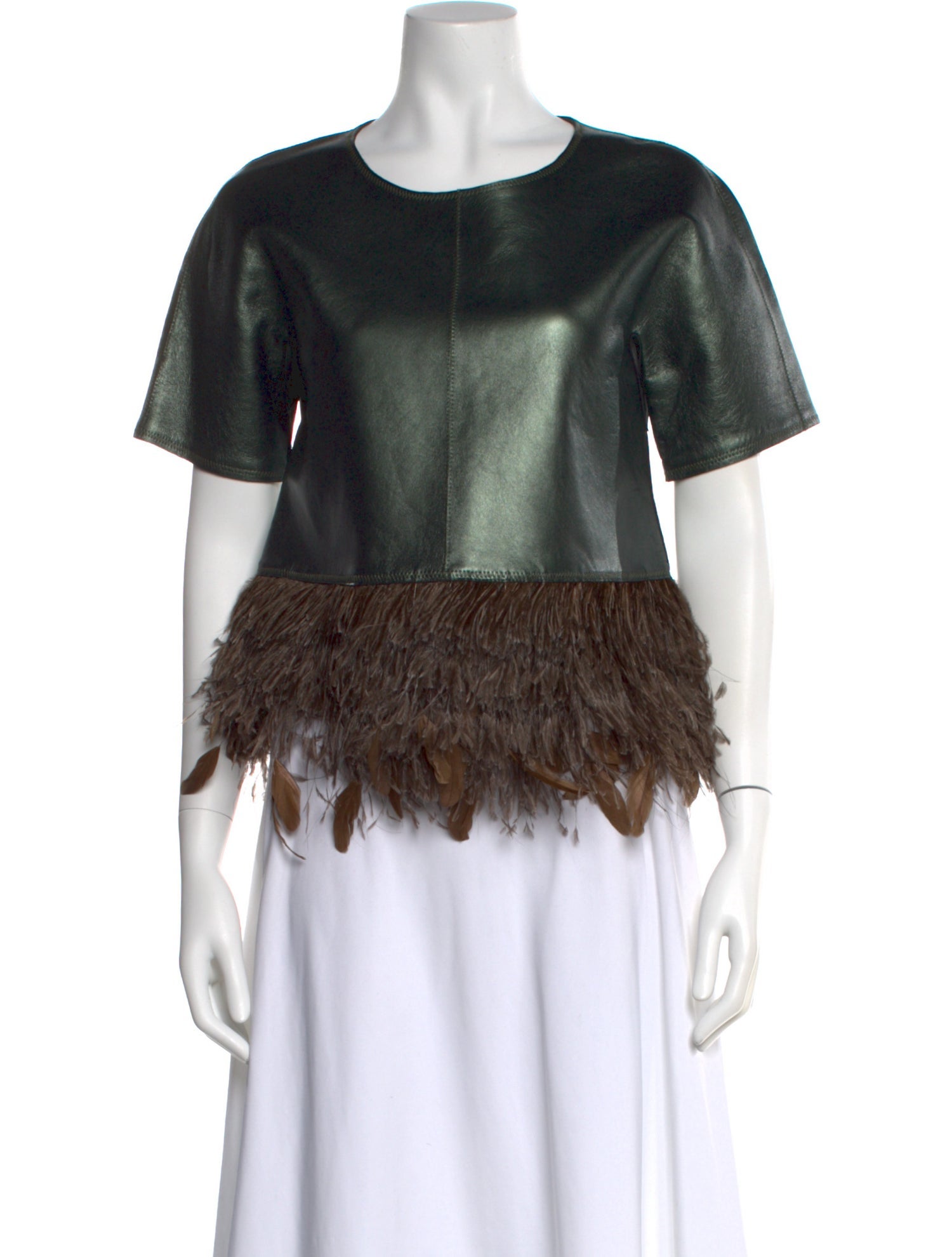 Lilia Stogova Leather Colorblock Pattern Top