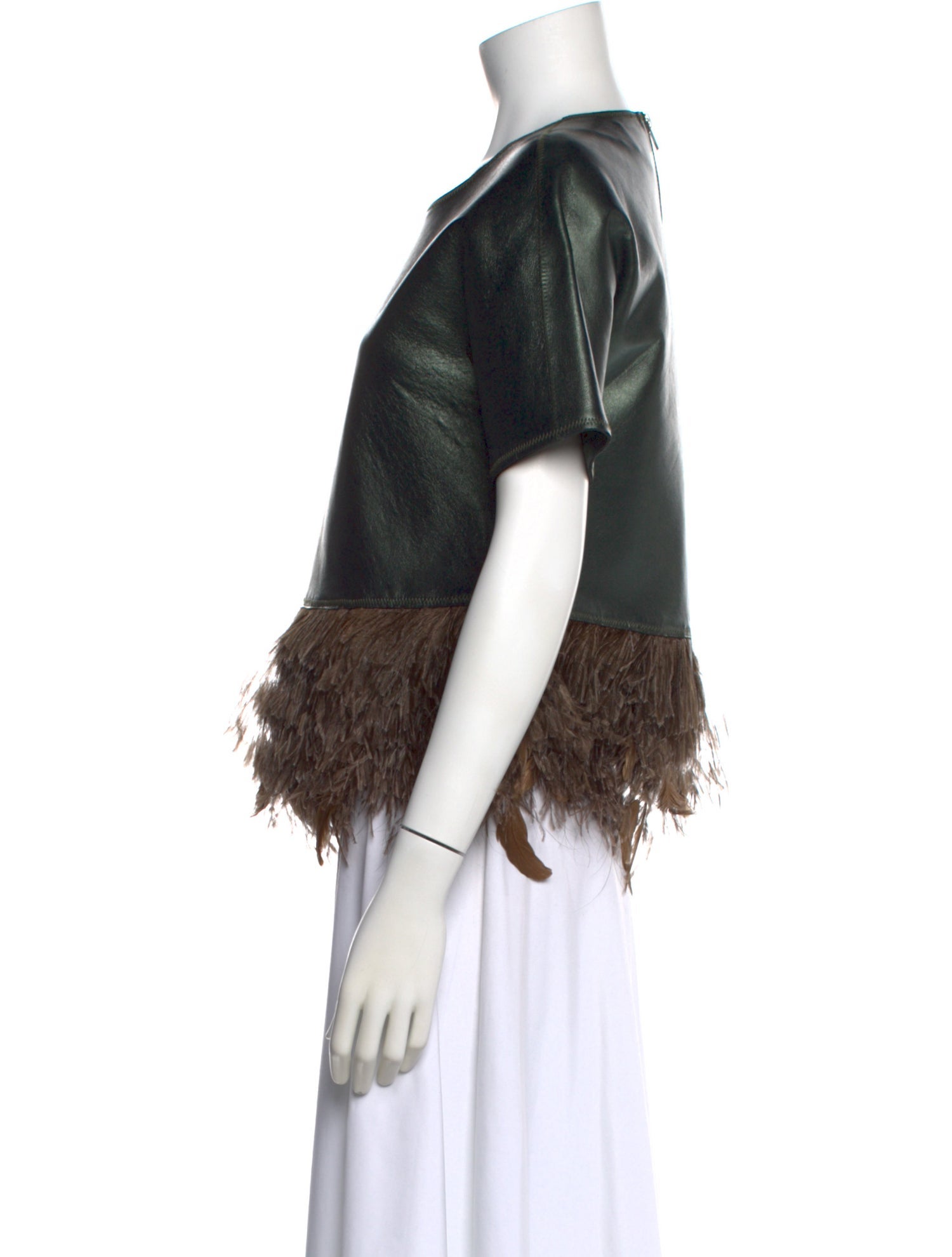 Lilia Stogova Leather Colorblock Pattern Top