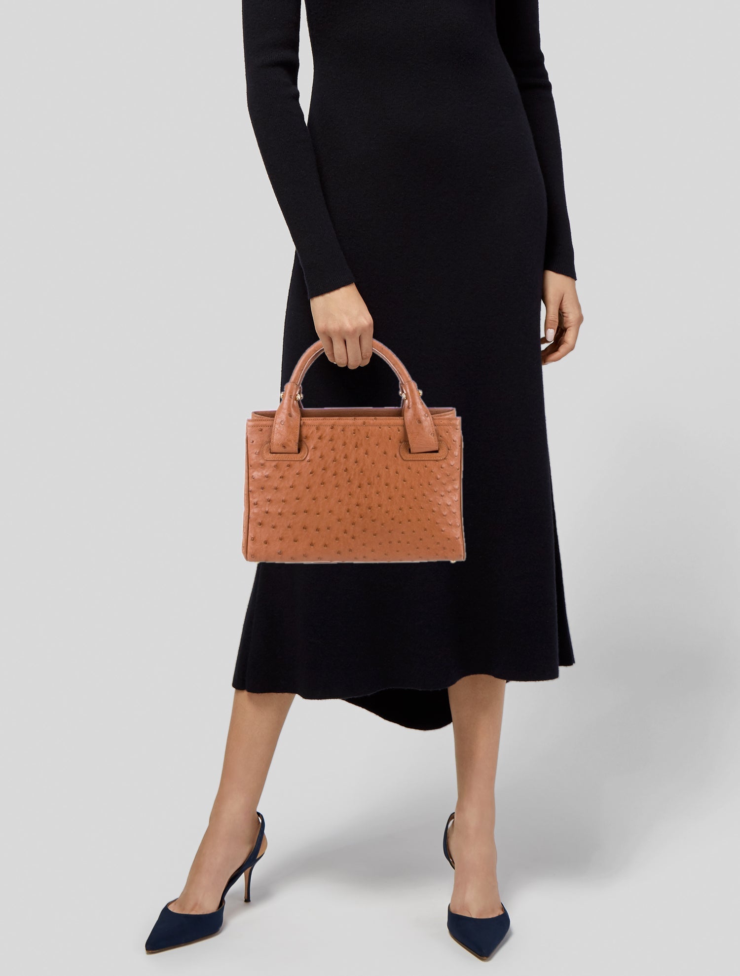 Lana Marks Ostrich Top Handle Bag