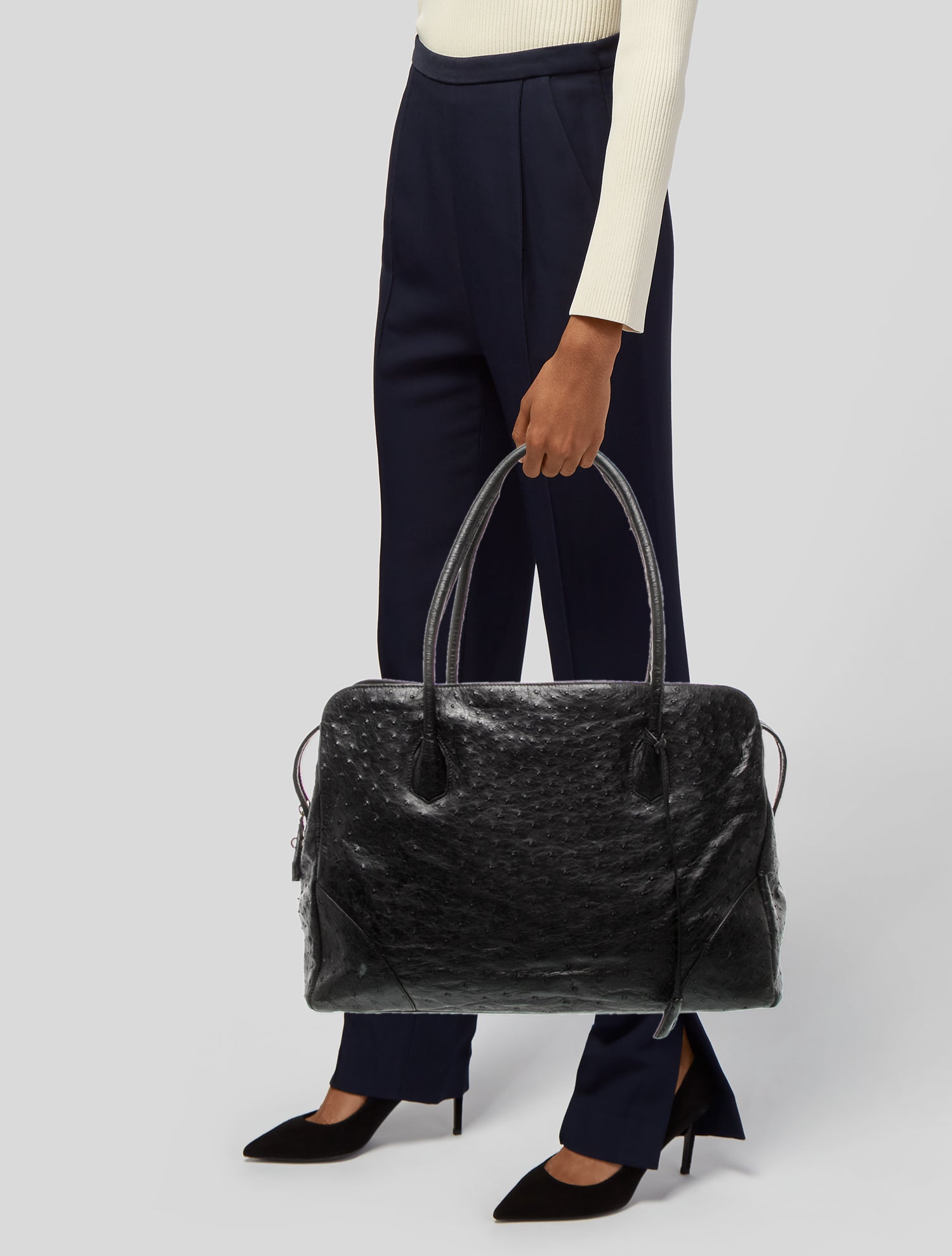 Lana Marks Ostrich Tote