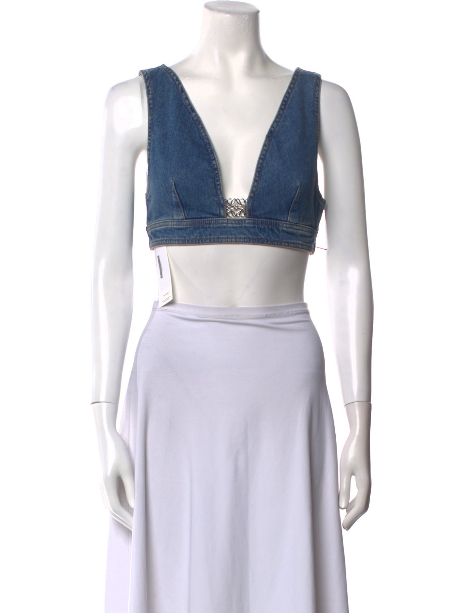 Loewe Paula's Ibiza Denim V-Neck Crop Top
