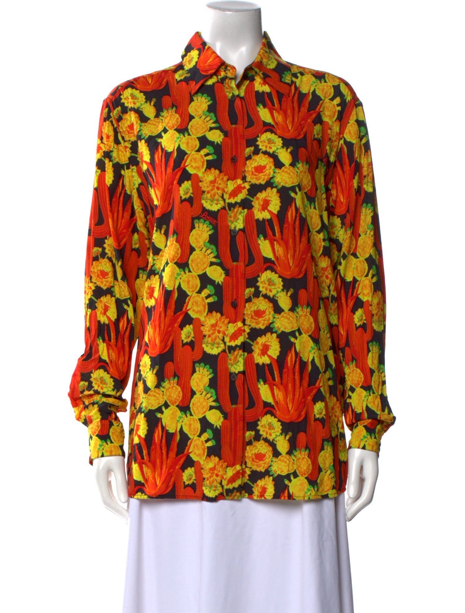 Loewe Paula's Ibiza Floral Print Long Sleeve Button-Up Top w/ Tags