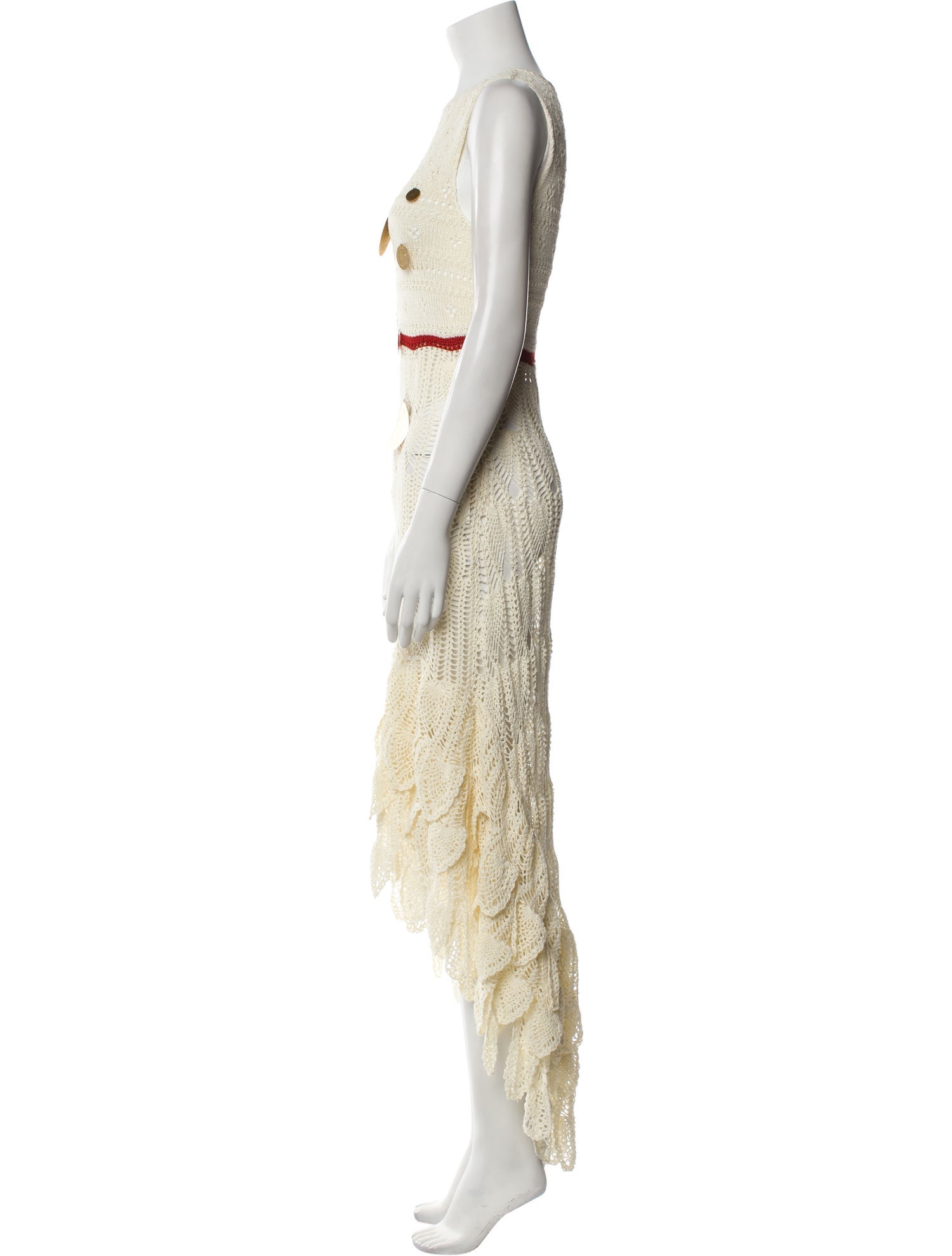 Loewe Paula's Ibiza Asymmetric Crochet Long Dress