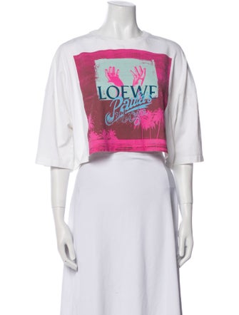 Loewe Paula's Ibiza Graphic Print Crew Neck Crop Top