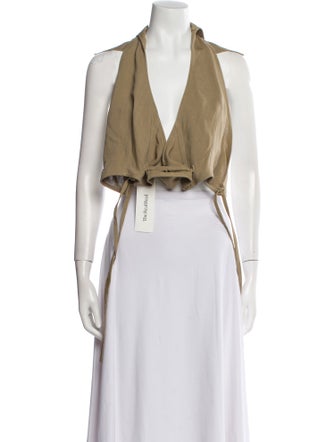 Loewe Paula's Ibiza Silk V-Neck Crop Top