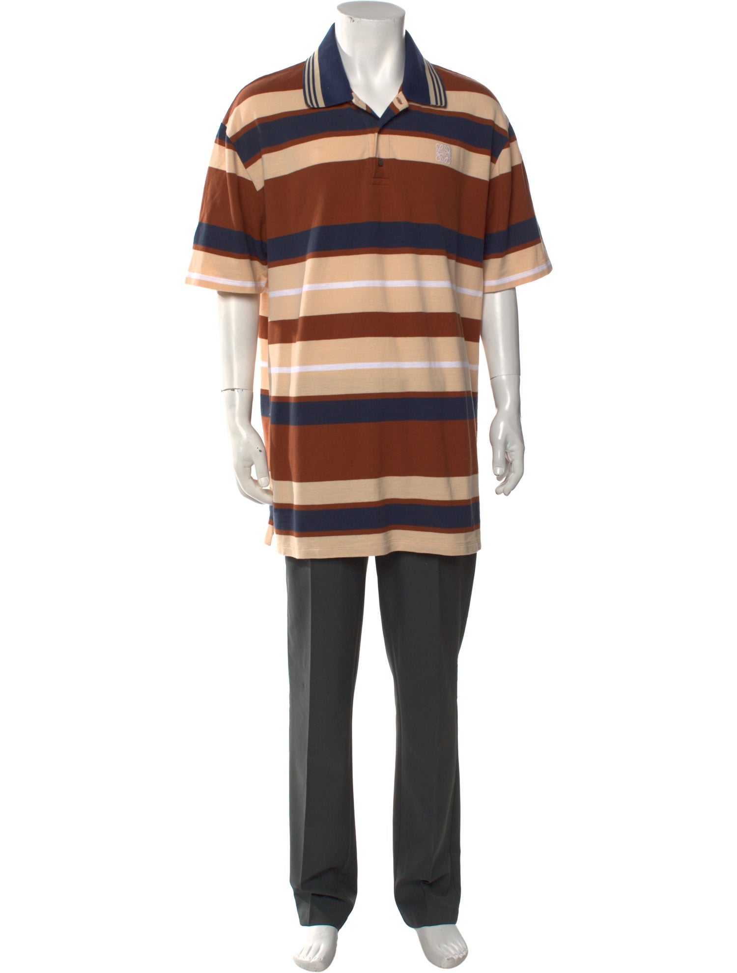 Loewe Paula's Ibiza Anagram Striped Oversize Striped Polo Shirt