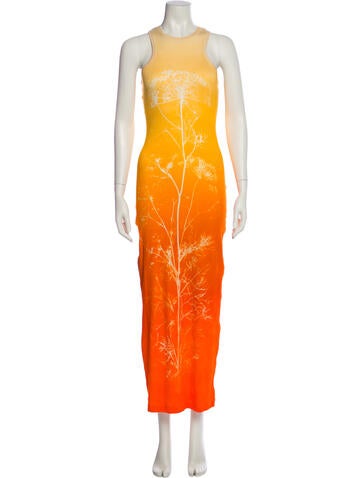 Pre-owned Loewe Printed Long Dress In Yellow