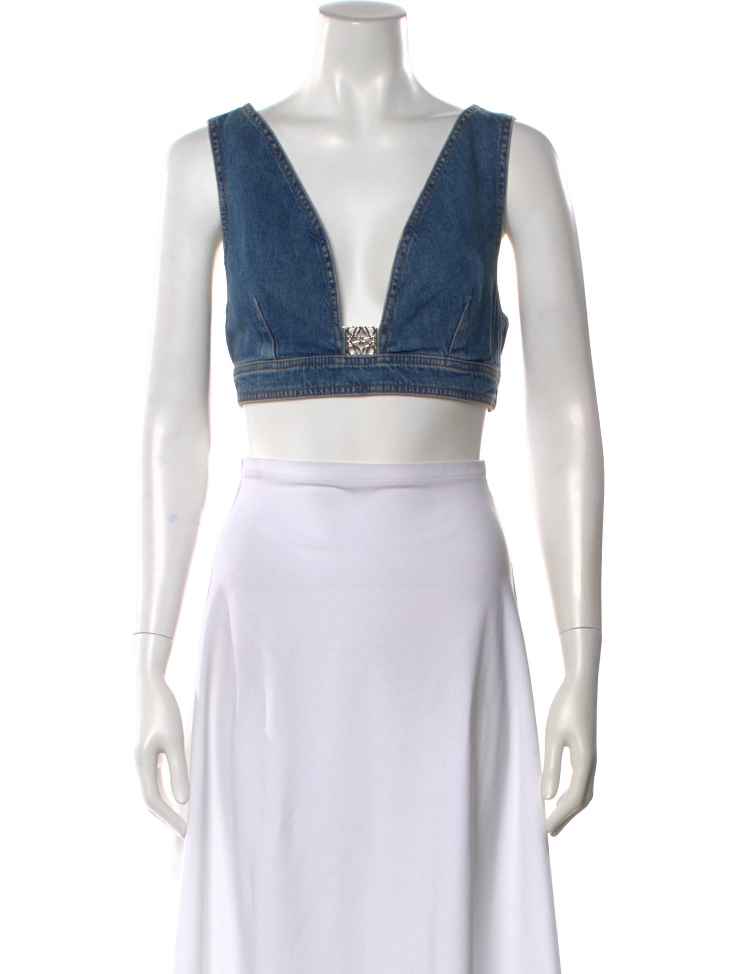 Loewe Paula's Ibiza Anagram V-Neck Crop Top