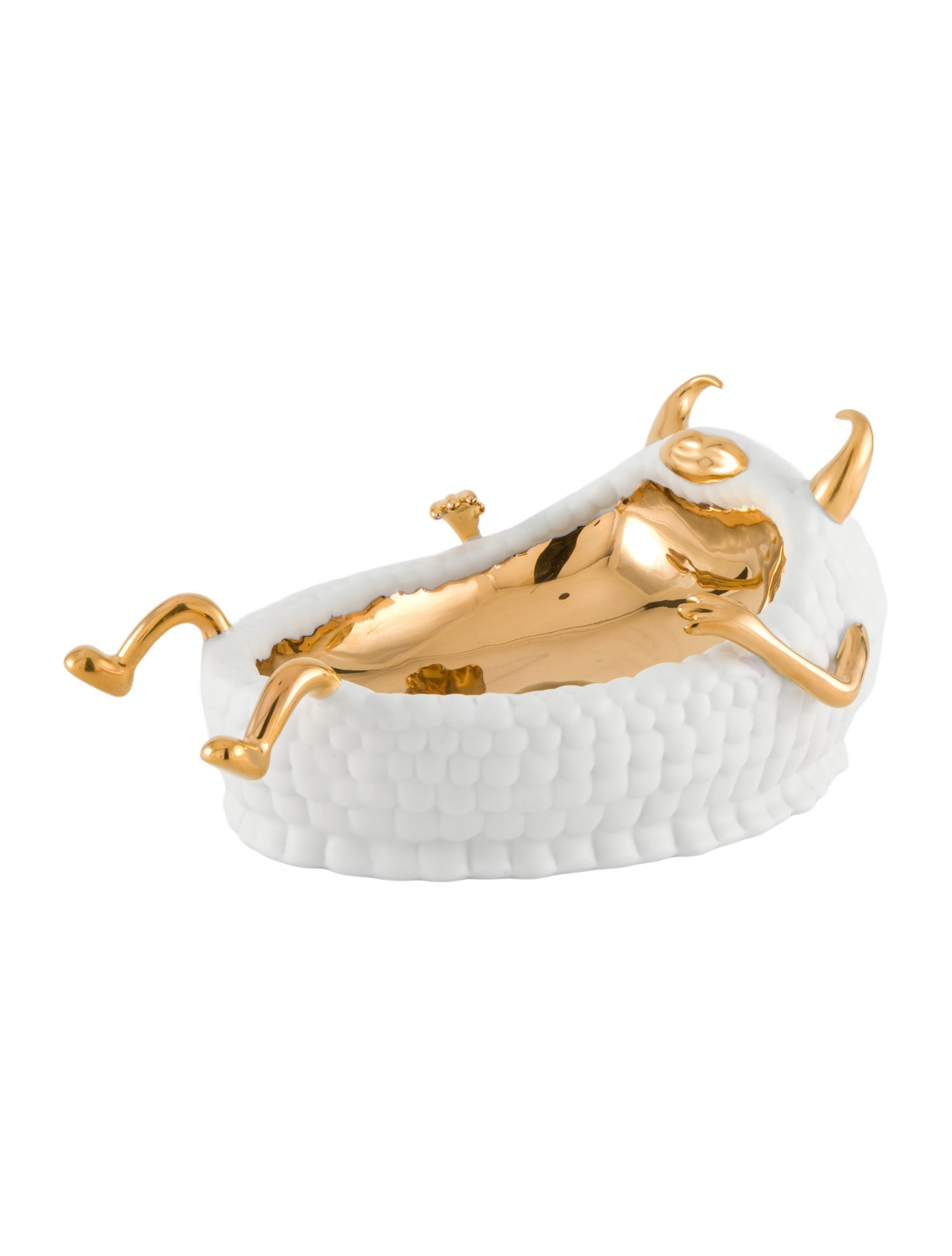 L'Objet x Haas Brothers Lazy Susan 24K Gold & Porcelain Catchall Tray